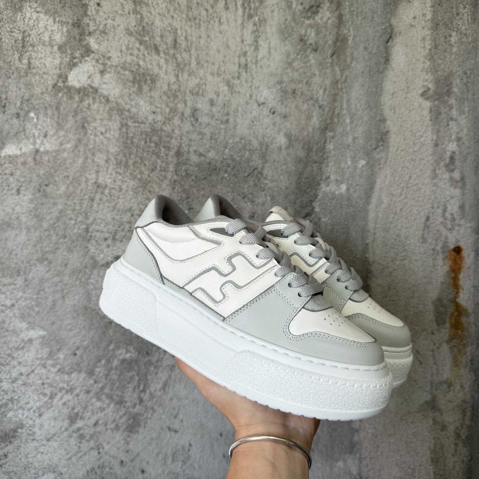 Fendi Match Gray Leather Platform Low-tops - PerfectKickZ