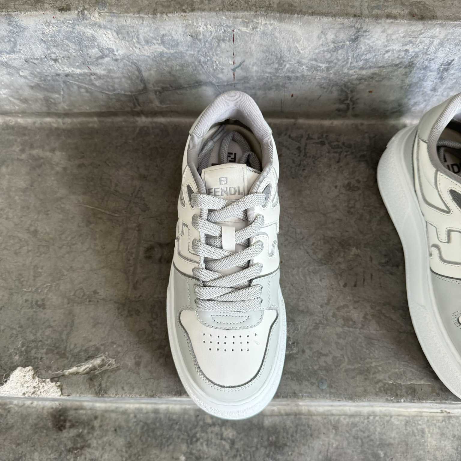 Fendi Match Gray Leather Platform Low-tops - PerfectKickZ