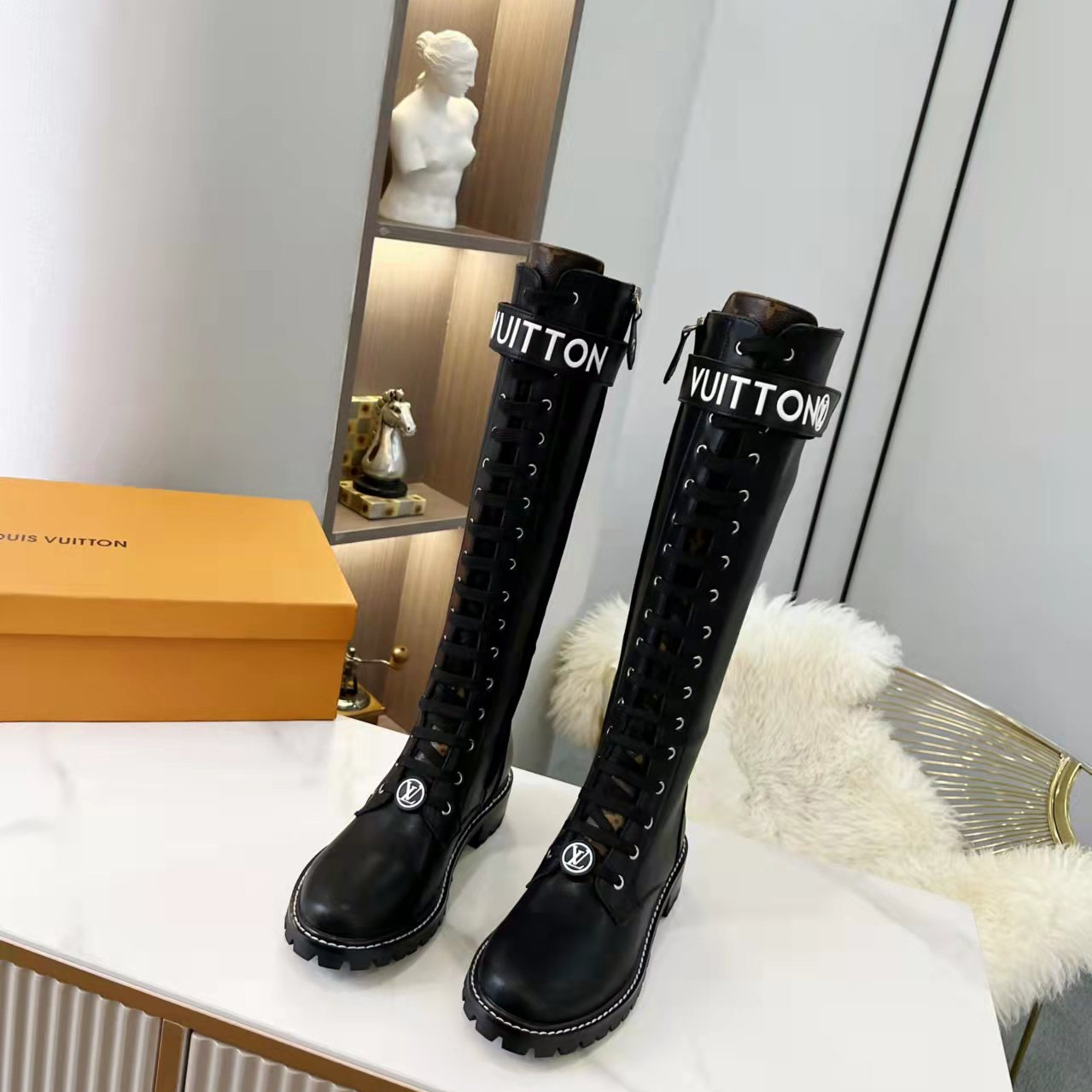 Louis Vuitton Territory Flat Higher Ranger Black Calf Leather LV Circle - PerfectKickZ