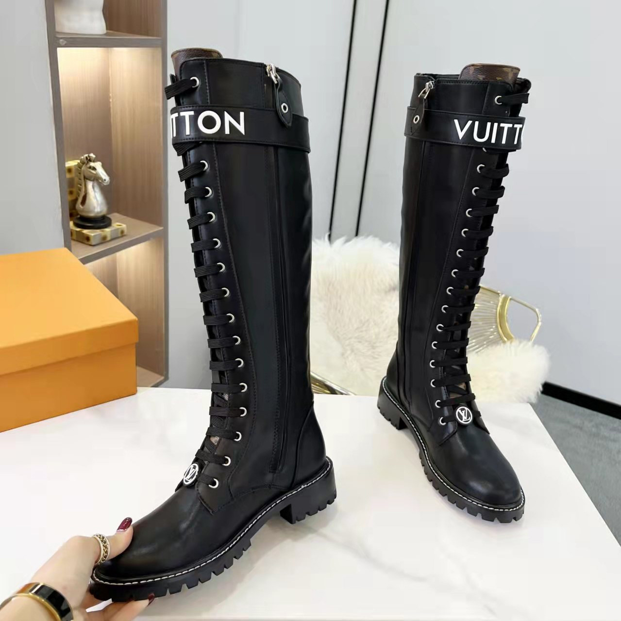Louis Vuitton Territory Flat Higher Ranger Black Calf Leather LV Circle - PerfectKickZ