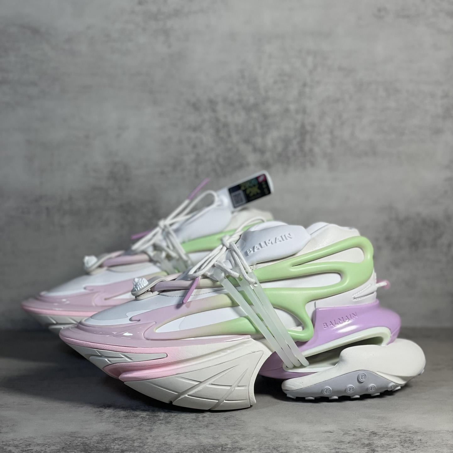 Balmain Pink Unicorn Panelled Sneakers - PerfectKickZ