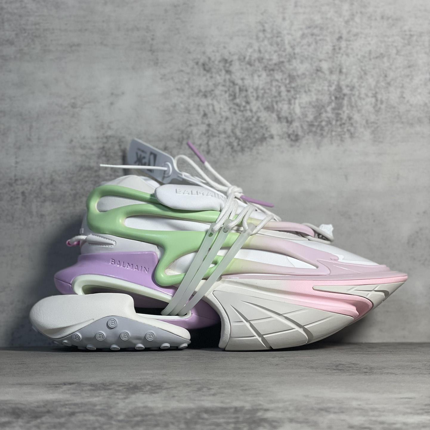 Balmain Pink Unicorn Panelled Sneakers - PerfectKickZ