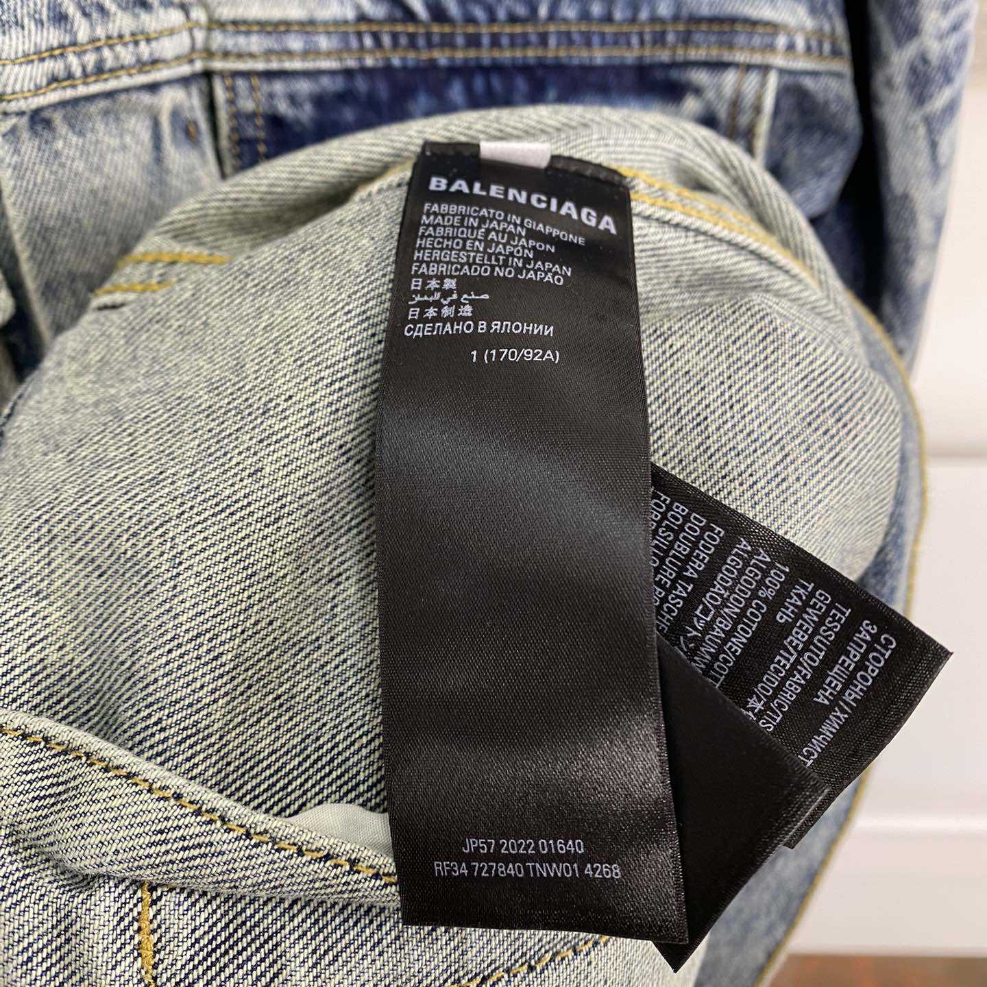 Balenciaga Blue Graffiti Denim Jacket Coat - PerfectKickZ