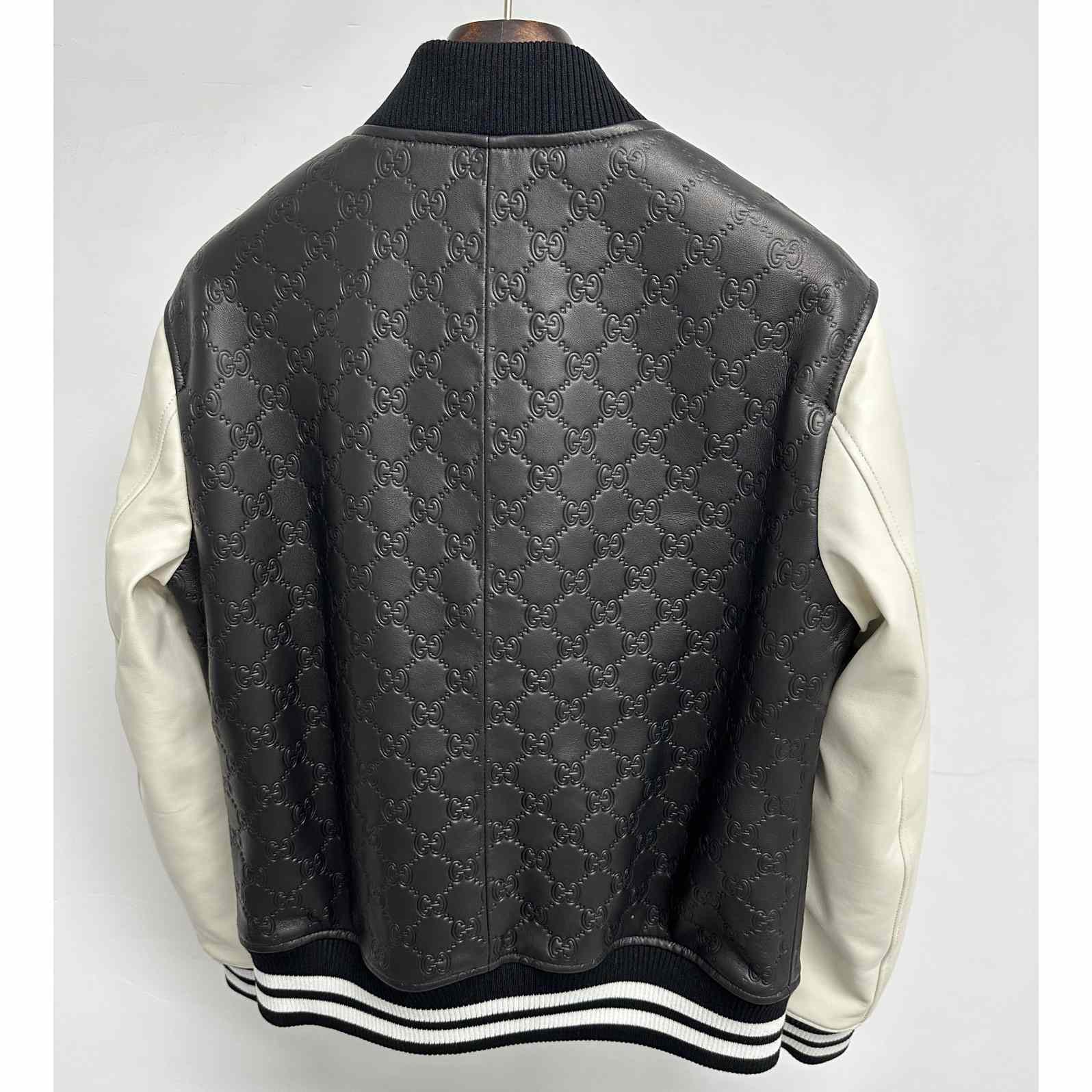 Gucci Embossed GG Leather Bomber Jacket  - PerfectKickZ