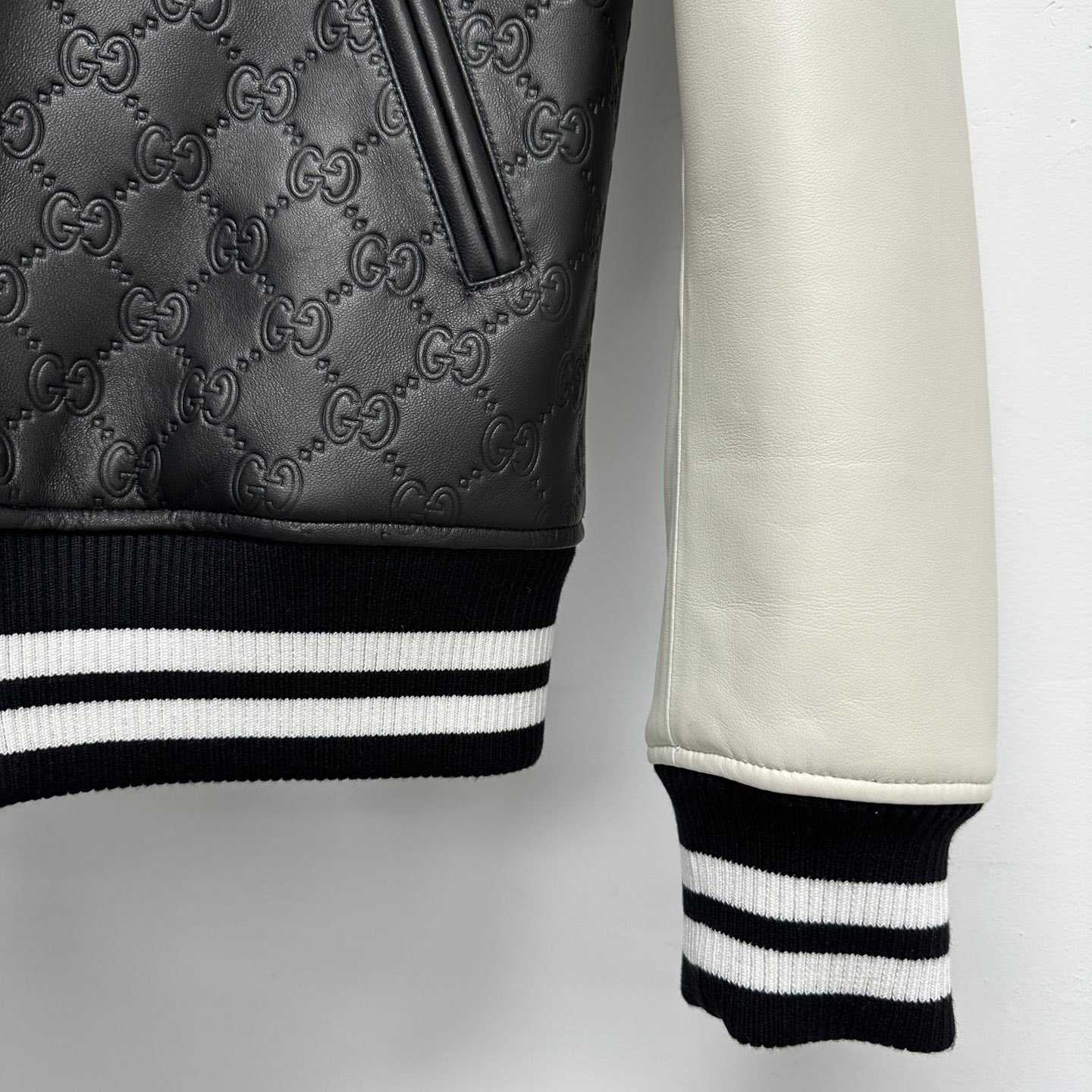Gucci Embossed GG Leather Bomber Jacket  - PerfectKickZ