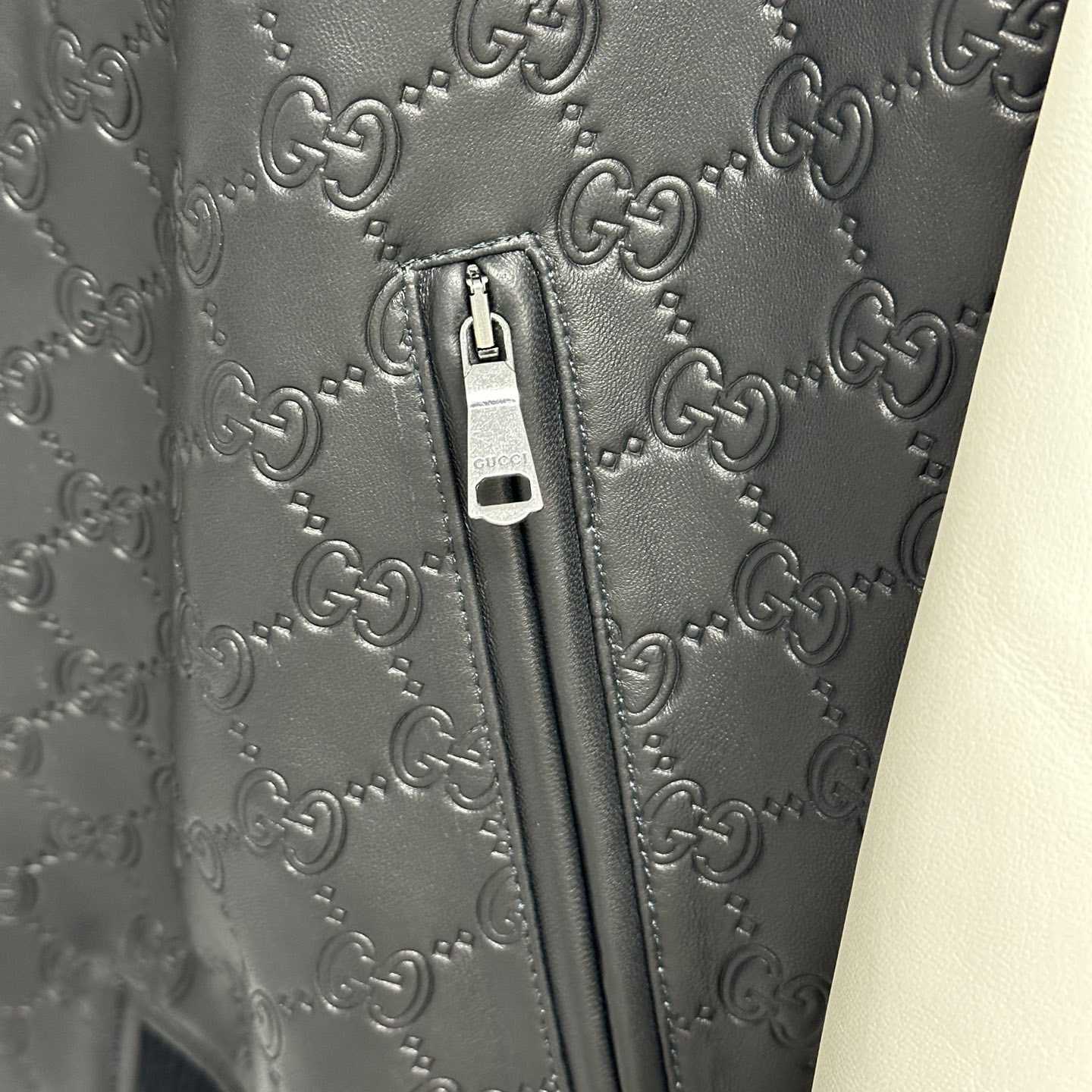 Gucci Embossed GG Leather Bomber Jacket  - PerfectKickZ
