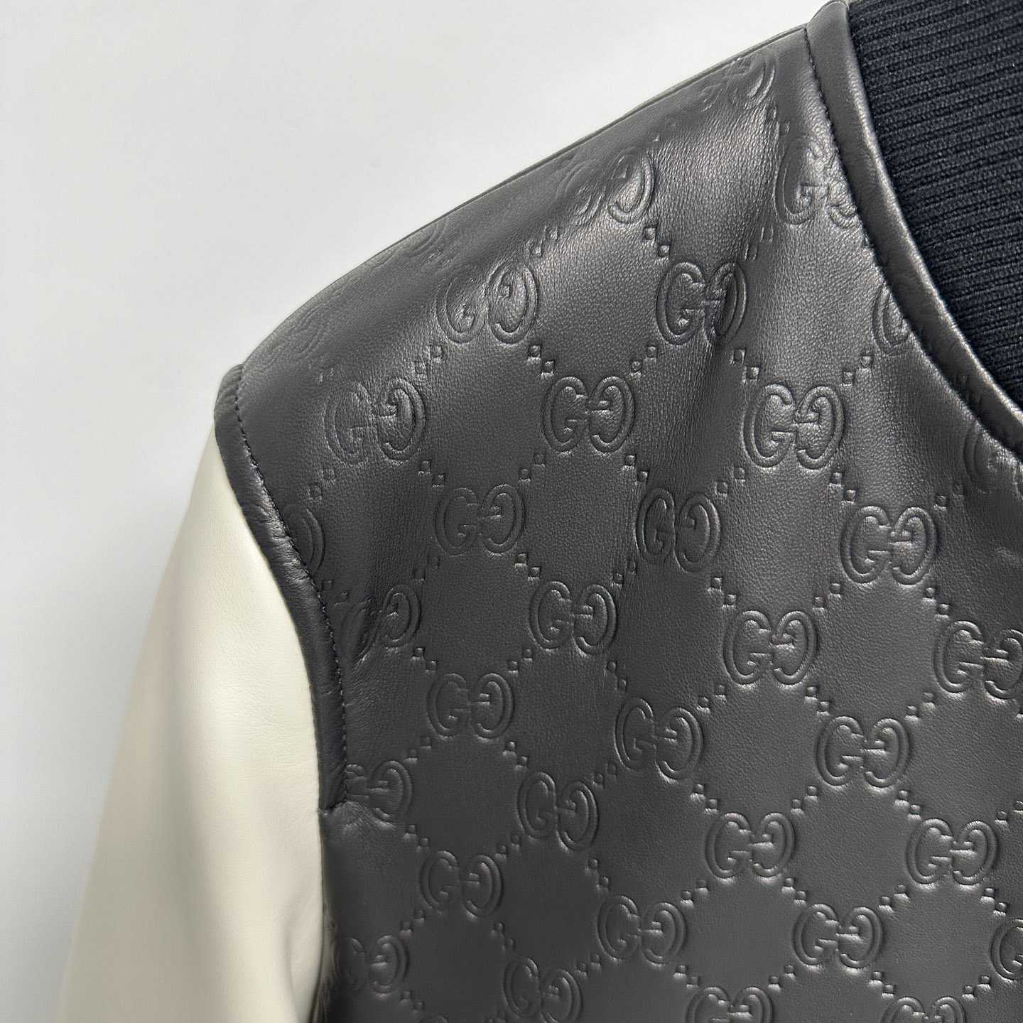 Gucci Embossed GG Leather Bomber Jacket  - PerfectKickZ