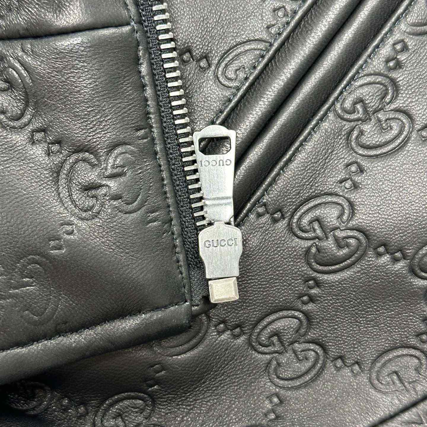 Gucci Embossed GG Leather Bomber Jacket  - PerfectKickZ