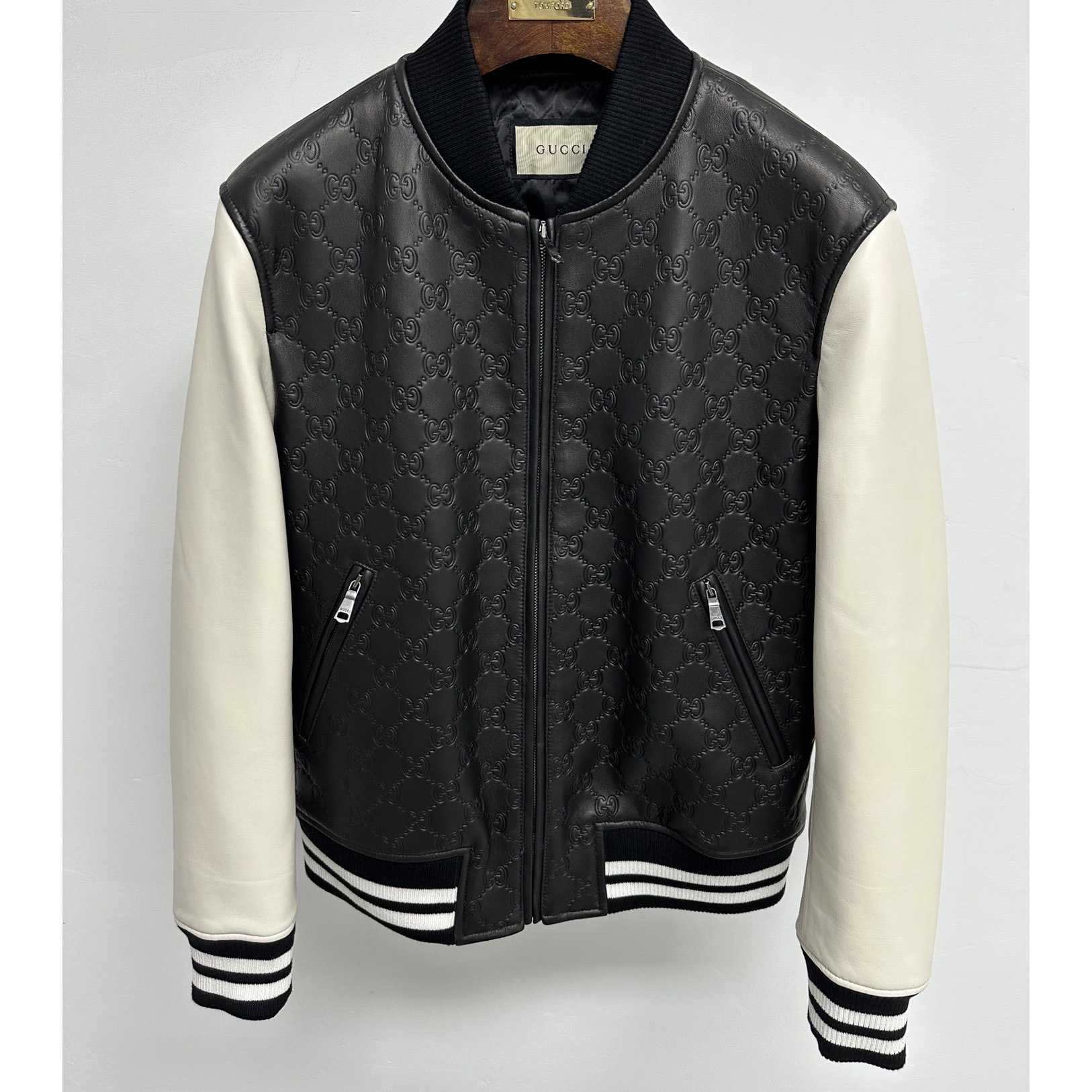 Gucci Embossed GG Leather Bomber Jacket  - PerfectKickZ