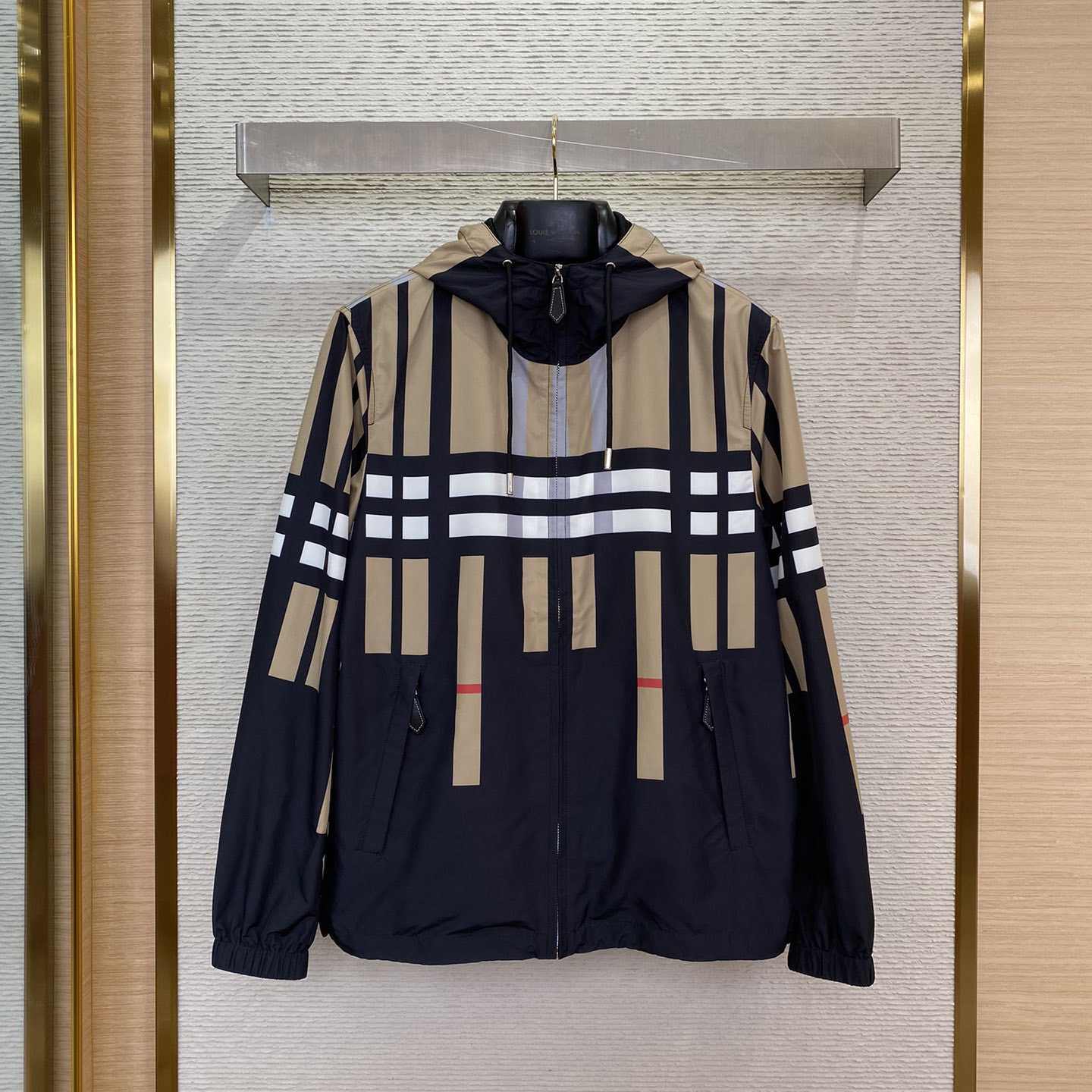 Burberry Sliced Check Nylon Hooded Jacket - PerfectKickZ
