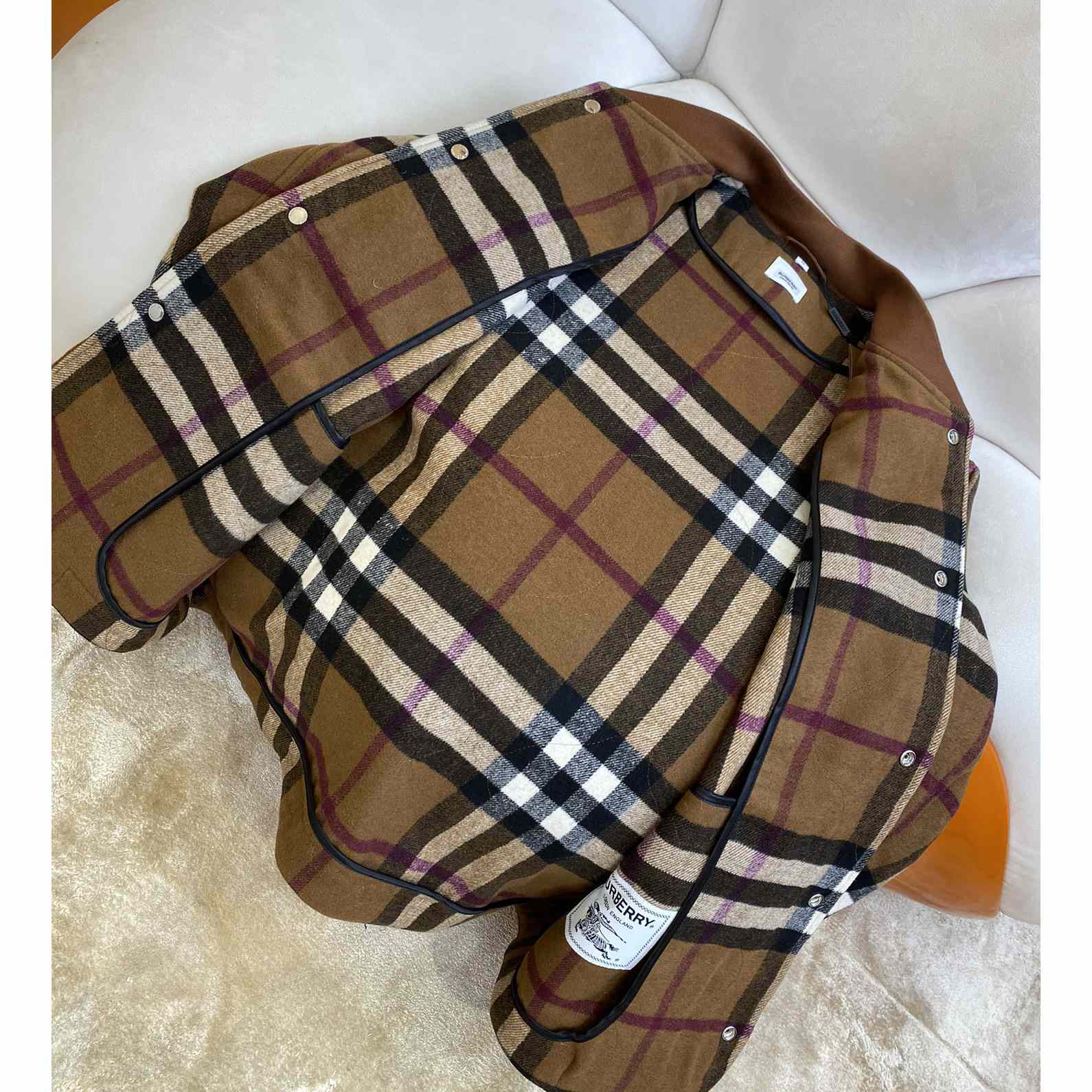 Burberry Check Wool Blend Bomber Jacket - PerfectKickZ