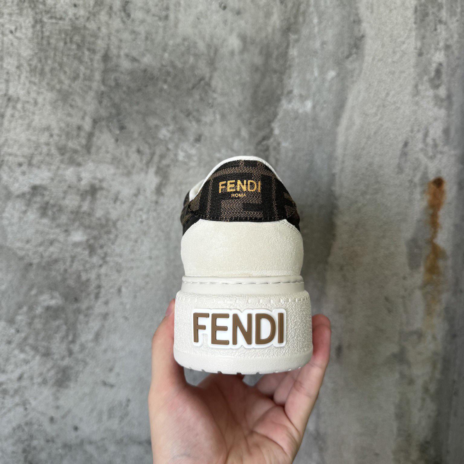 Fendi Match Canvas And White Suede Platform Low-tops - PerfectKickZ
