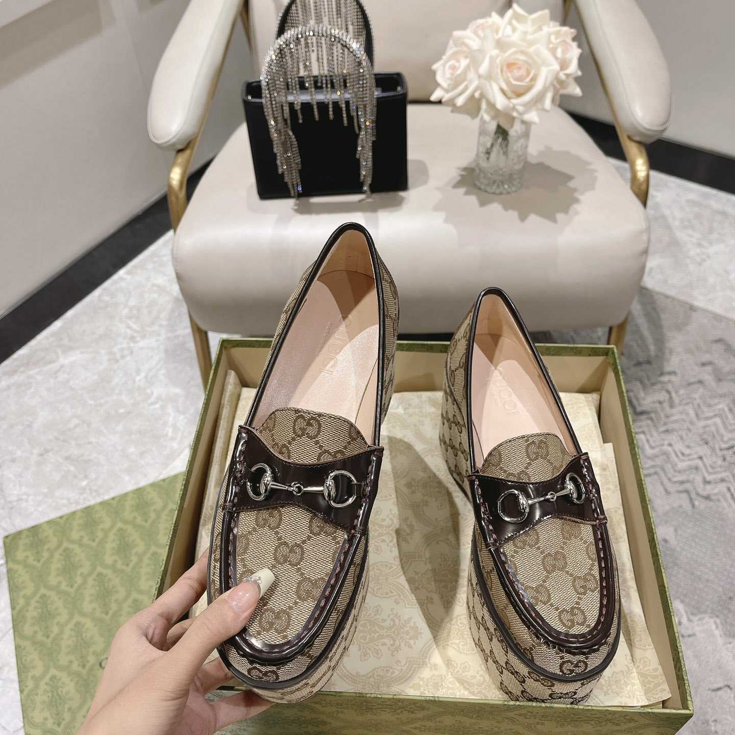 Gucci Women's Horsebit Wedge Loafer - PerfectKickZ