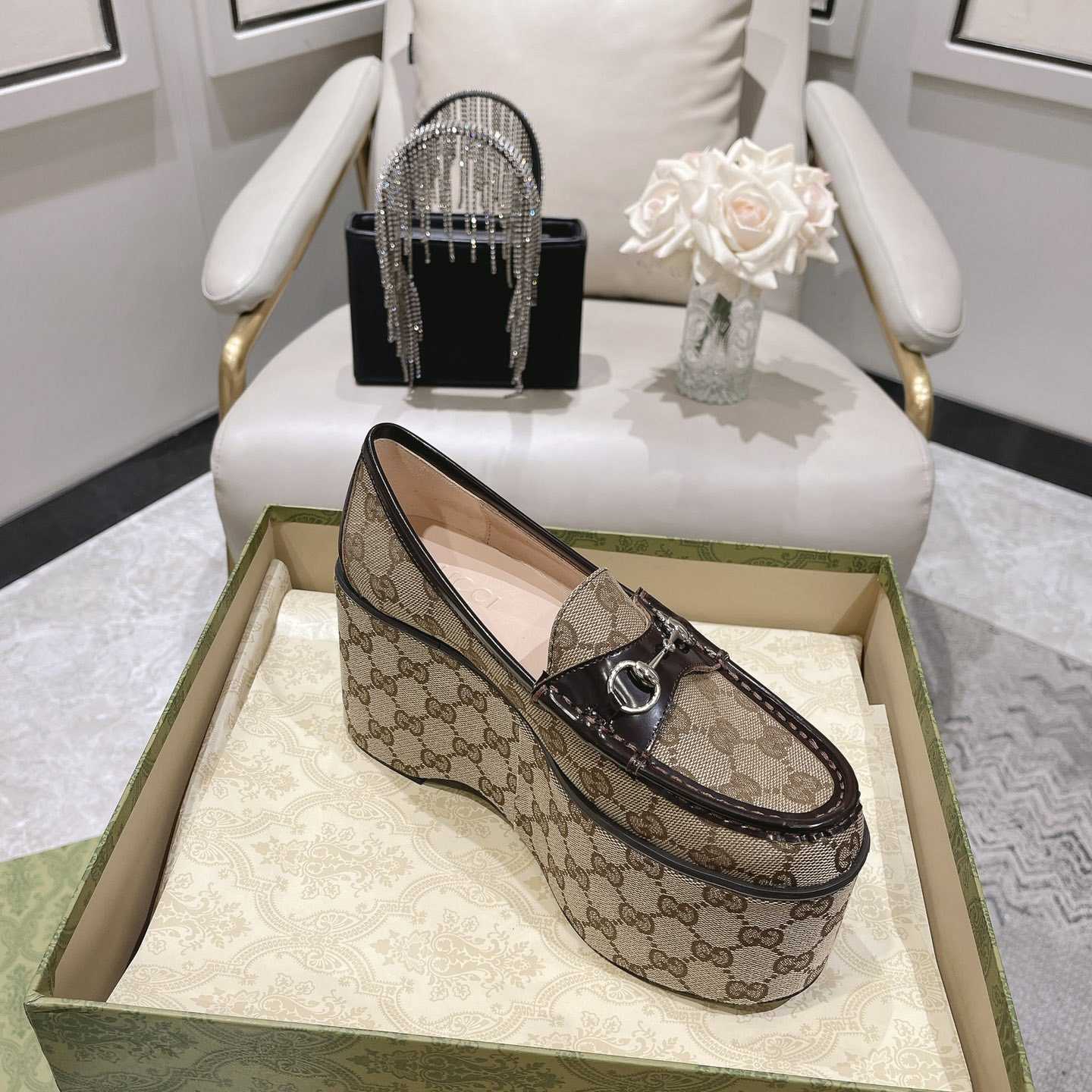 Gucci Women's Horsebit Wedge Loafer - PerfectKickZ