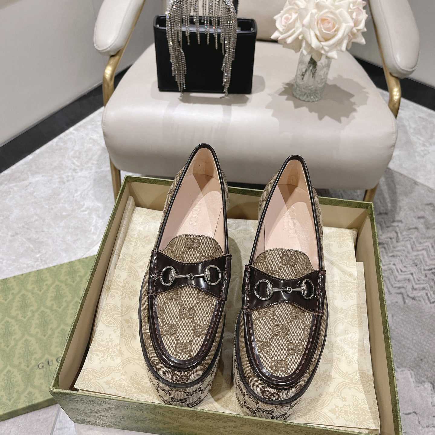 Gucci Women's Horsebit Wedge Loafer - PerfectKickZ