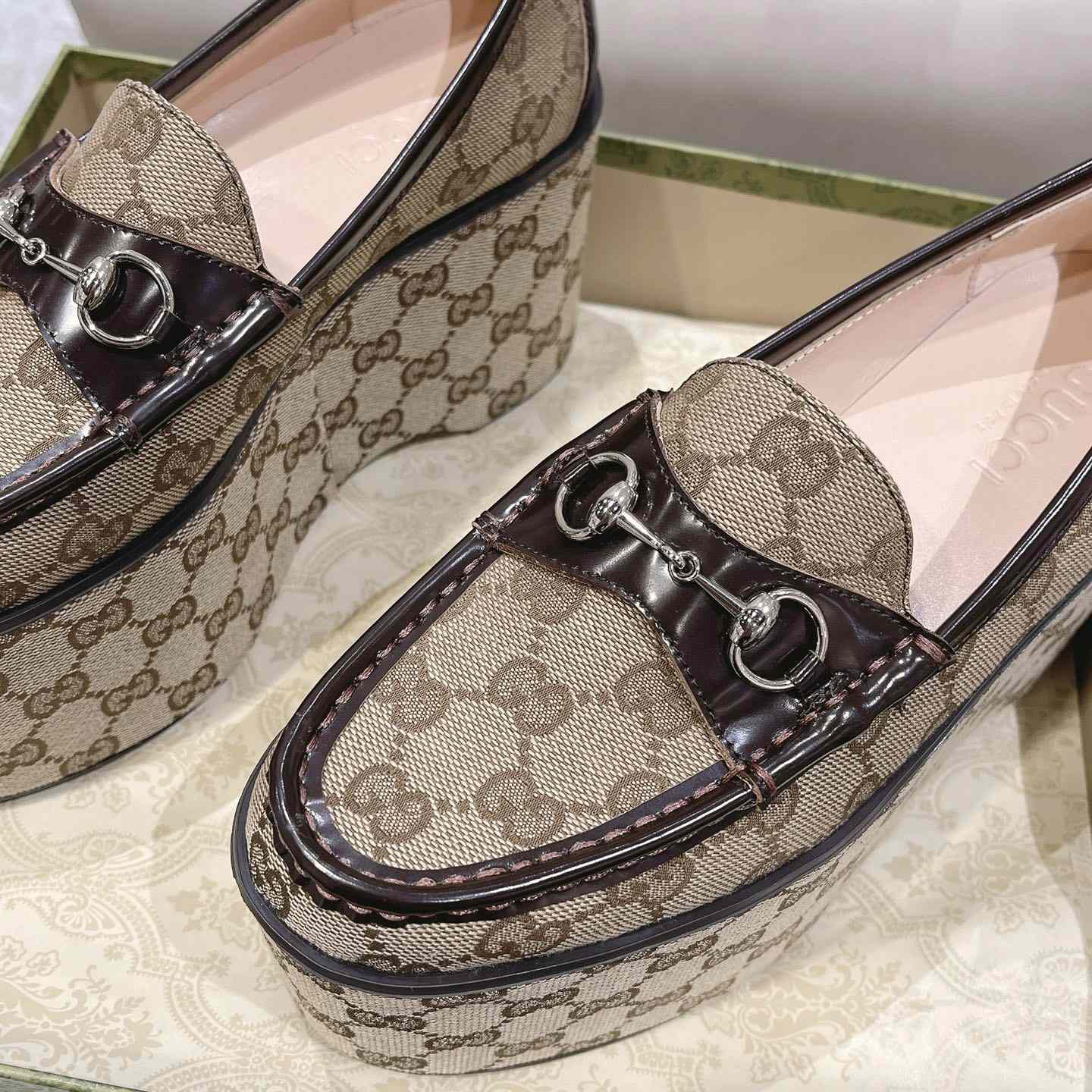 Gucci Women's Horsebit Wedge Loafer - PerfectKickZ