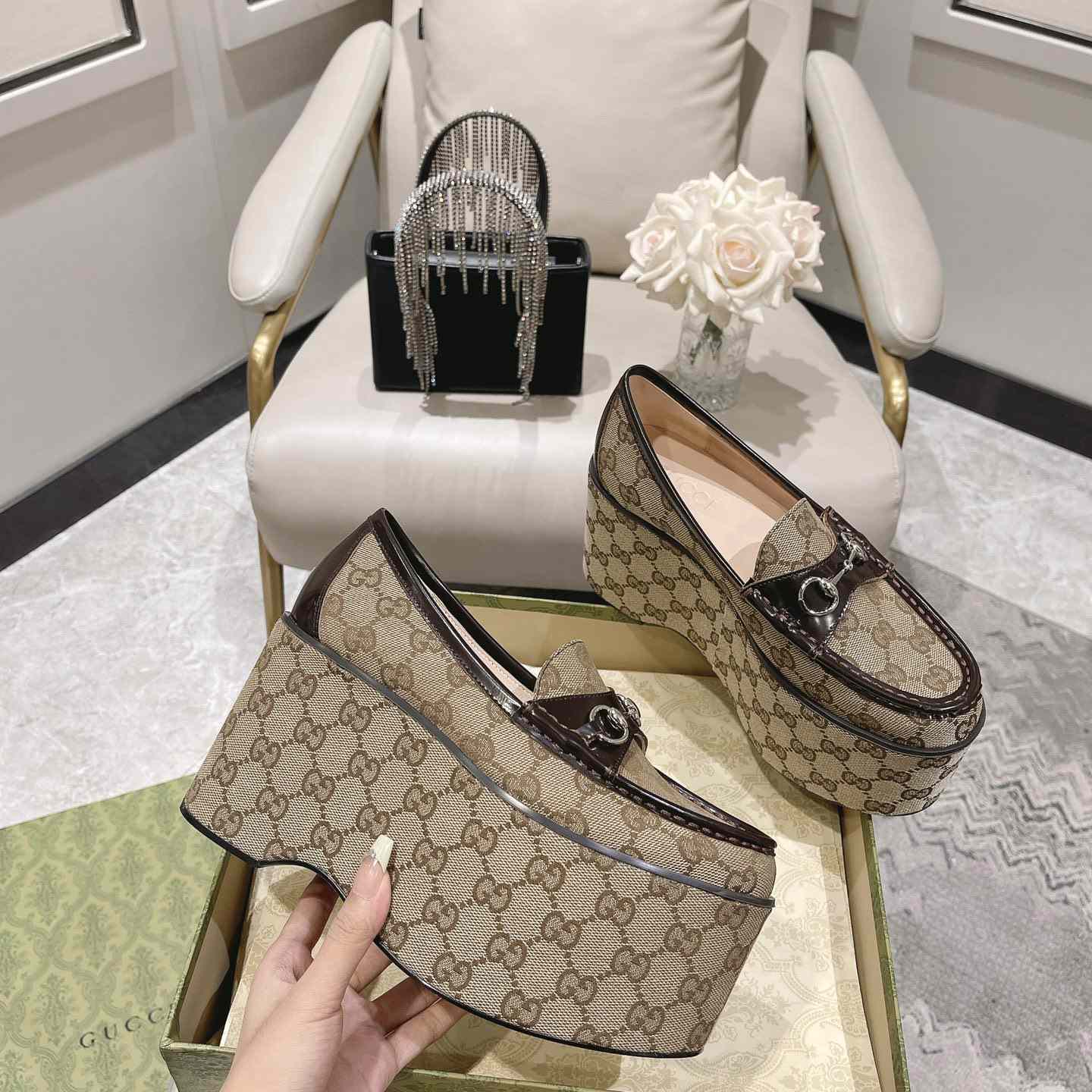 Gucci Women's Horsebit Wedge Loafer - PerfectKickZ