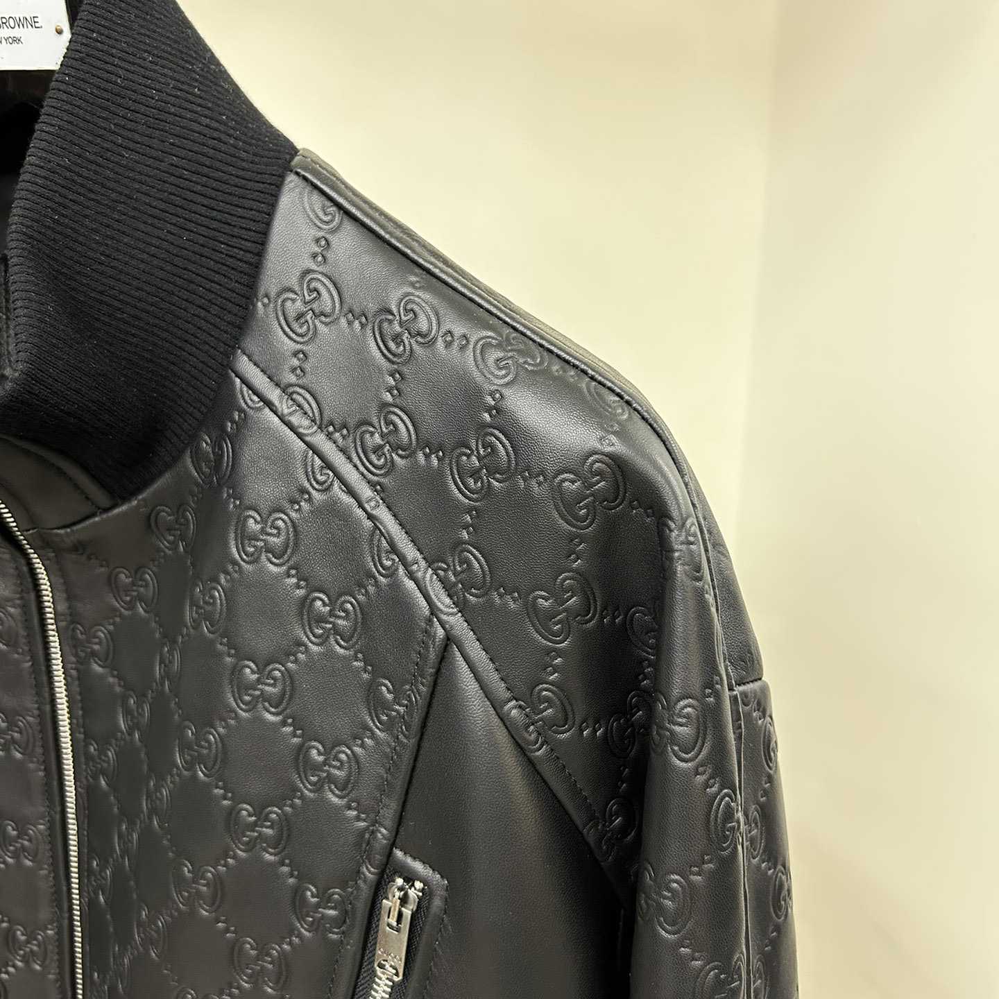 Gucci GG Embossed Bomber Jacket In Black - PerfectKickZ
