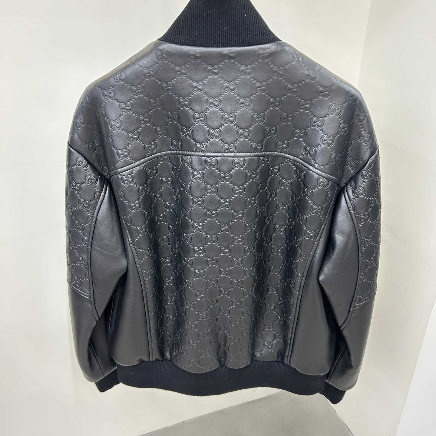 Gucci GG Embossed Bomber Jacket In Black - PerfectKickZ