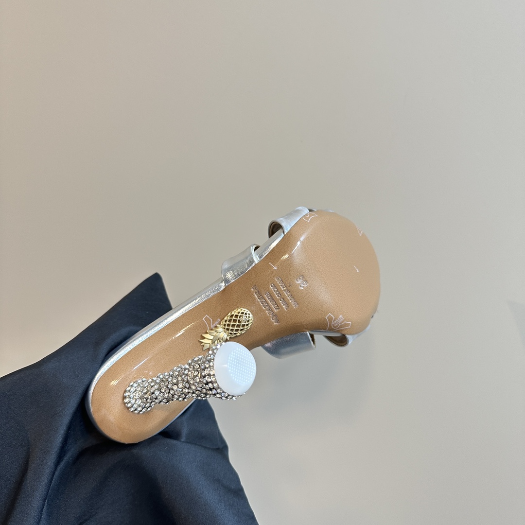 Aquazzura Silver 105mm Yes Baby Satin Mules - PerfectKickZ