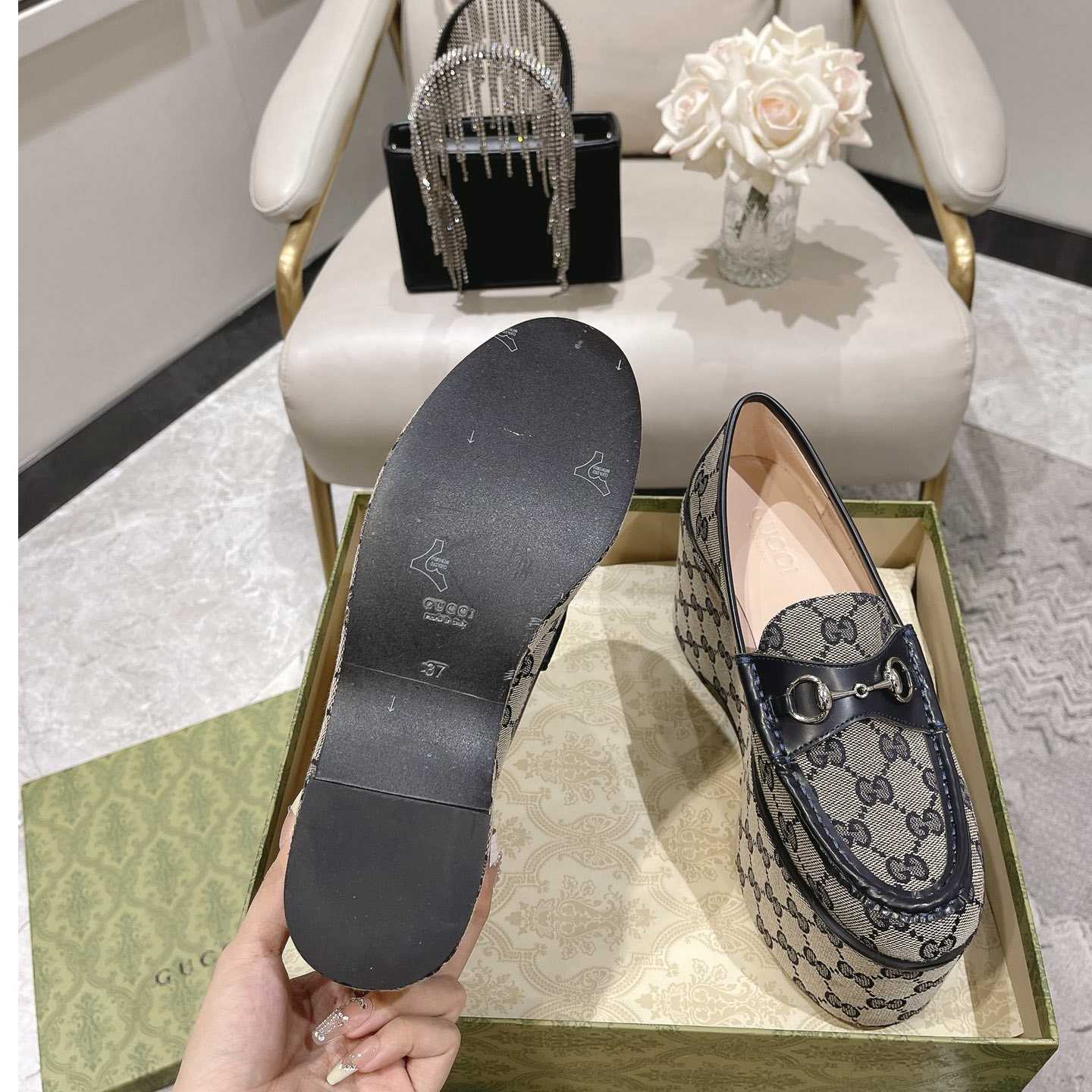 Gucci Women's Horsebit Wedge Loafer - PerfectKickZ
