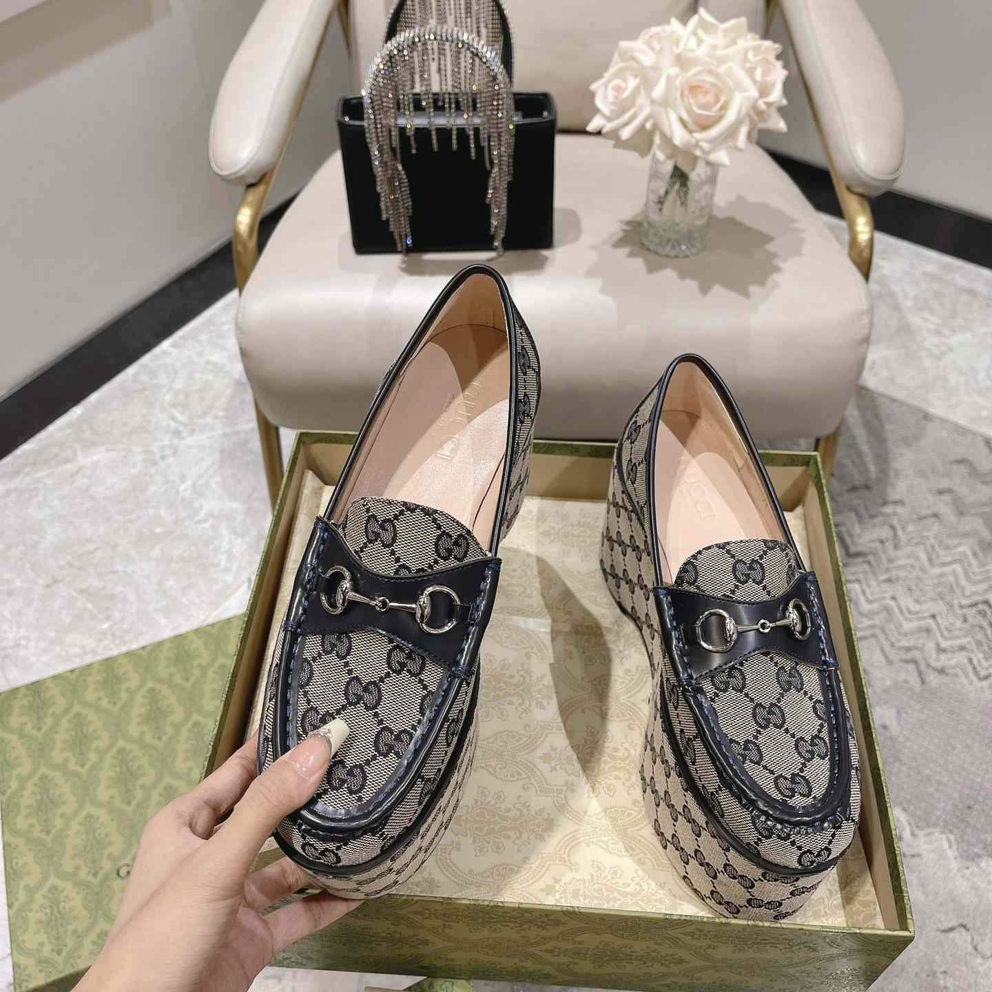 Gucci Women's Horsebit Wedge Loafer - PerfectKickZ