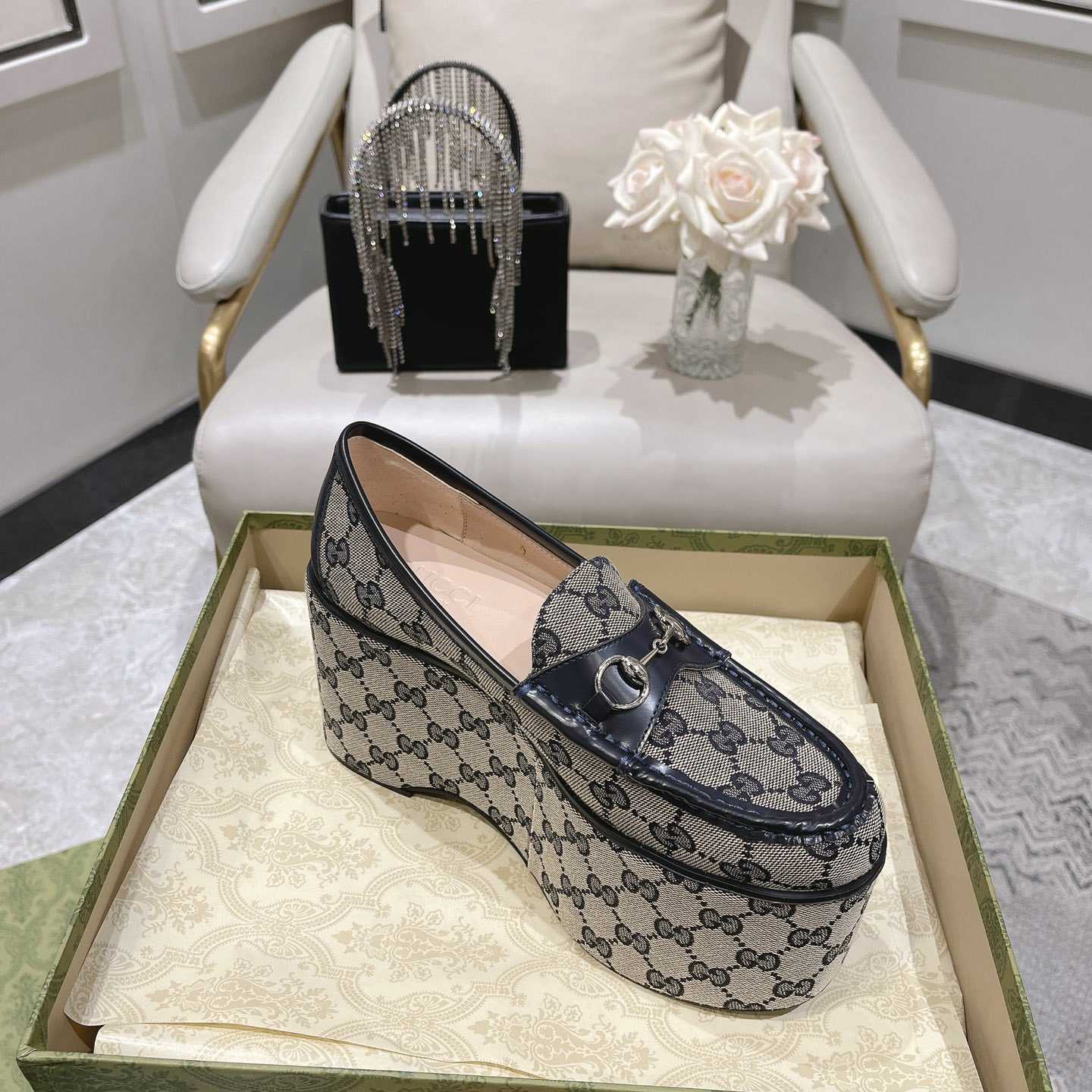 Gucci Women's Horsebit Wedge Loafer - PerfectKickZ