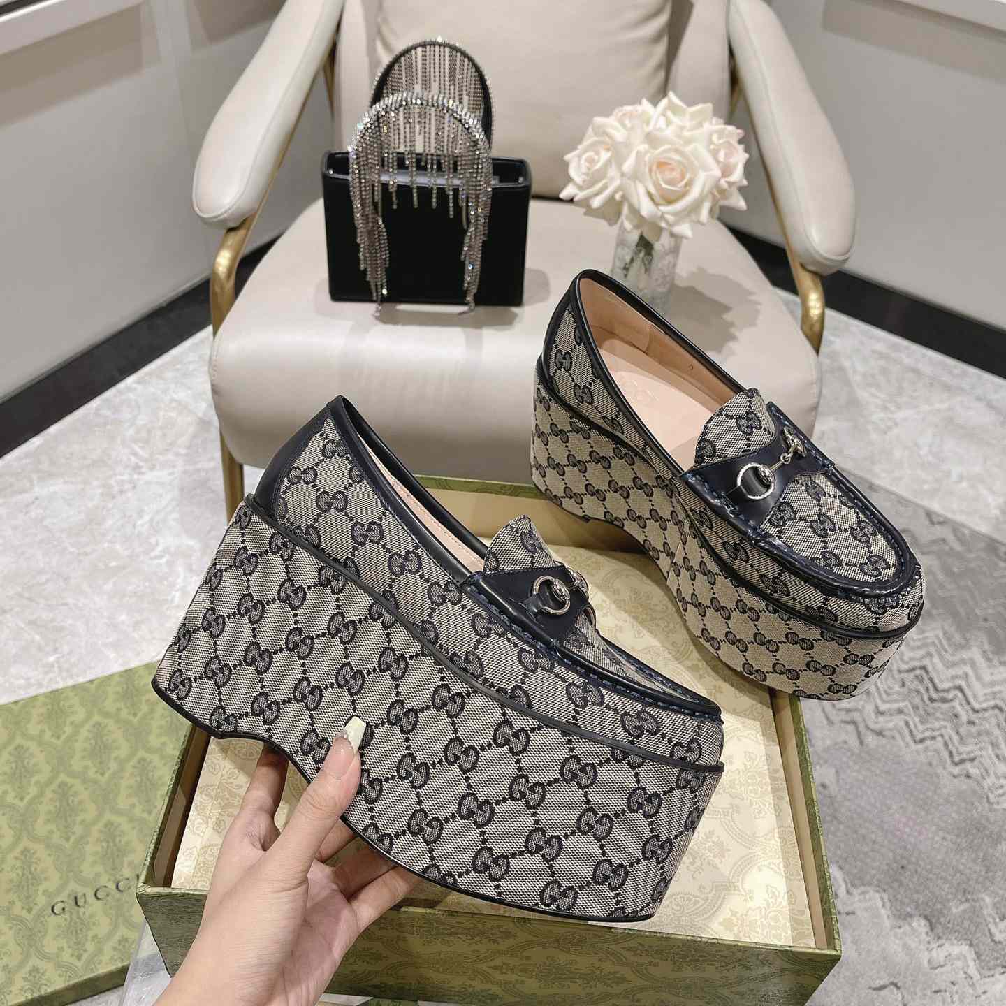Gucci Women's Horsebit Wedge Loafer - PerfectKickZ