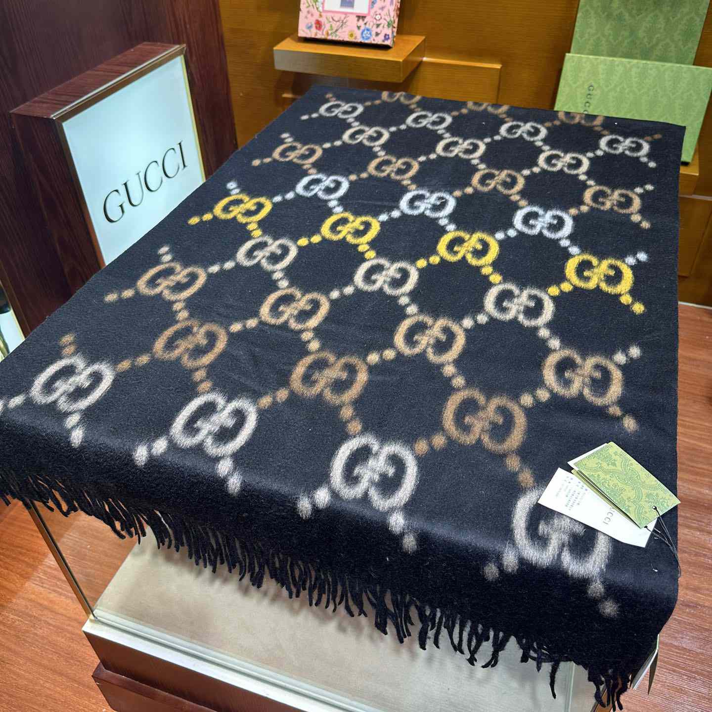 Gucci GG Jacquard Wool Silk Scarf - PerfectKickZ