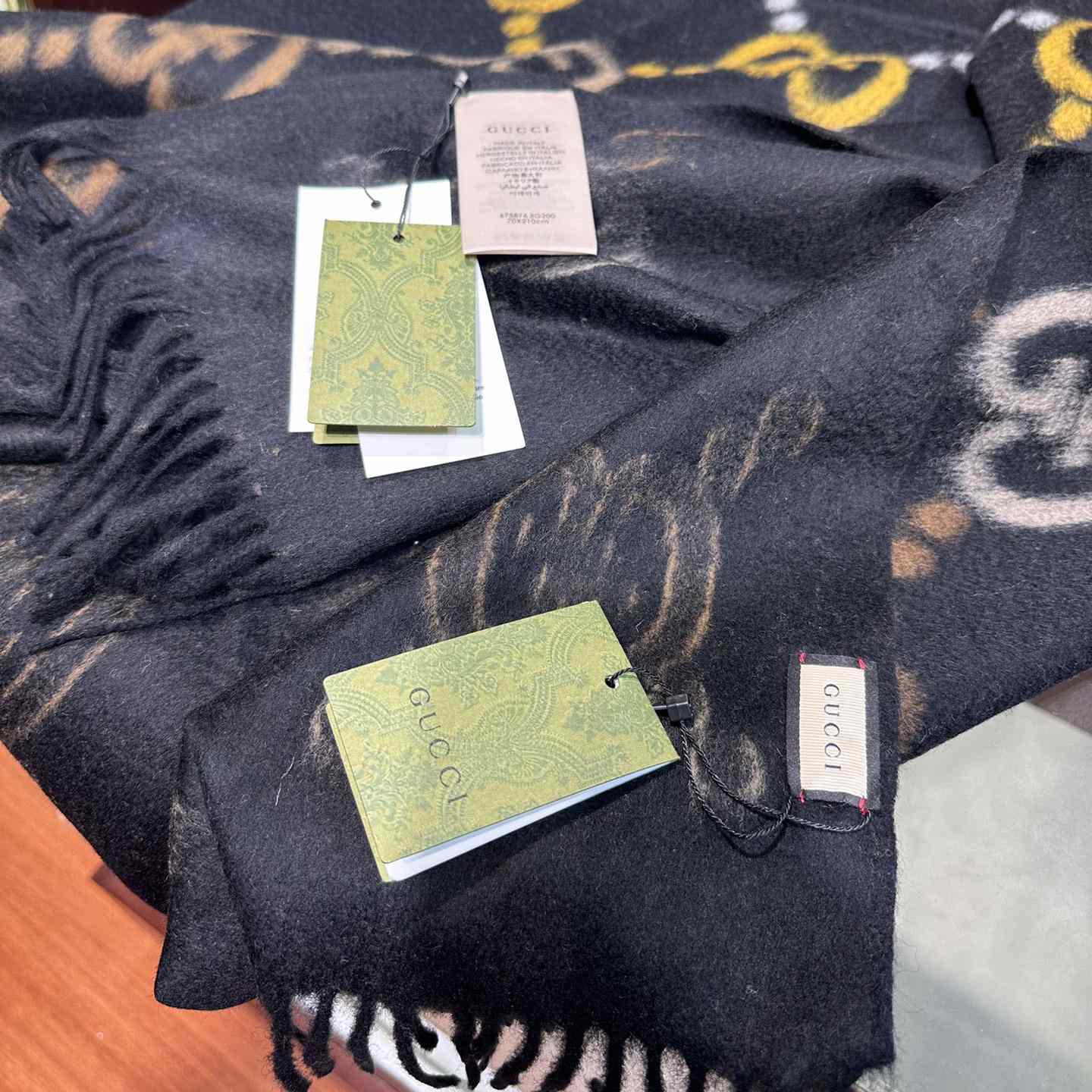 Gucci GG Jacquard Wool Silk Scarf - PerfectKickZ