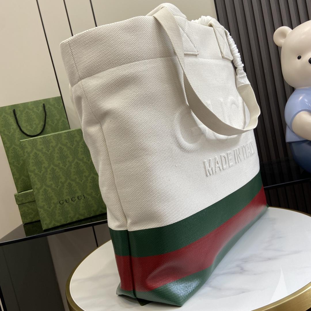 Gucci Canvas Tote Bag With Embossed Detail  （48-48-17cm） - PerfectKickZ
