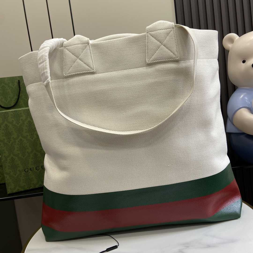 Gucci Canvas Tote Bag With Embossed Detail  （48-48-17cm） - PerfectKickZ