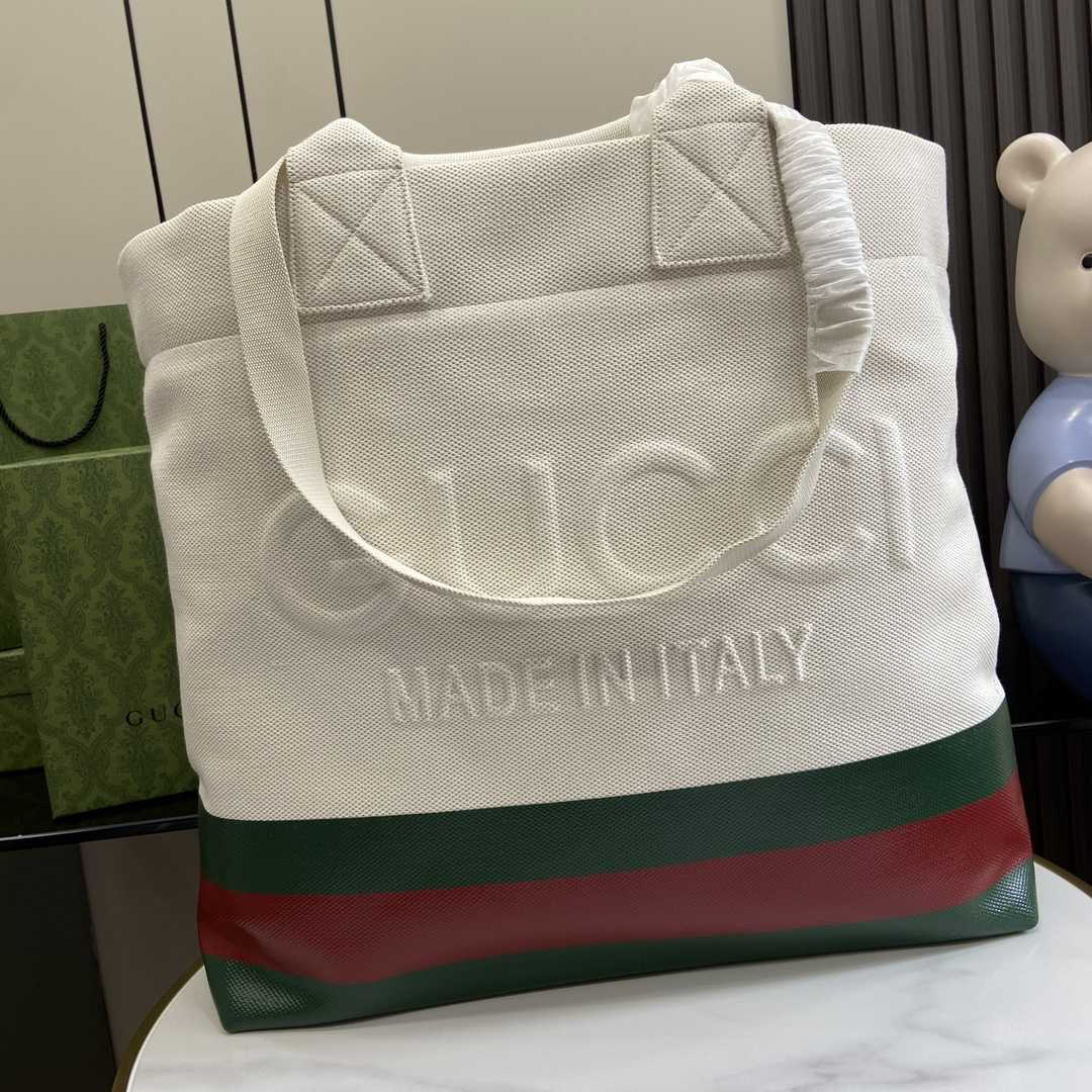 Gucci Canvas Tote Bag With Embossed Detail  （48-48-17cm） - PerfectKickZ
