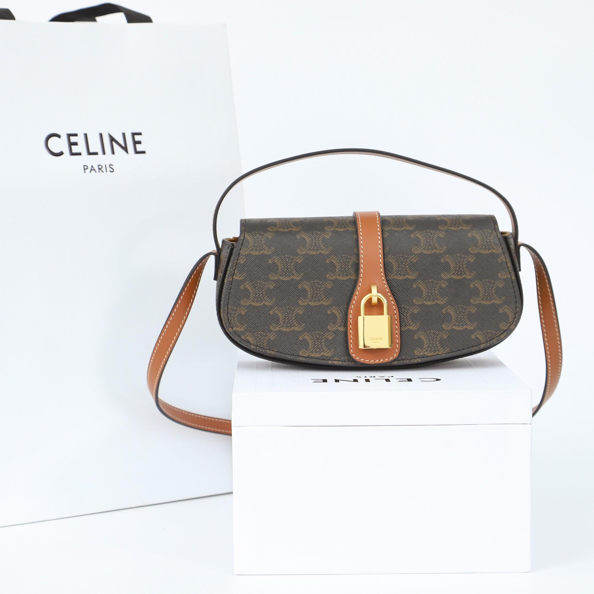 Celine Clutch On Strap Tabou In Triomphe Canvas And Calfskin - PerfectKickZ