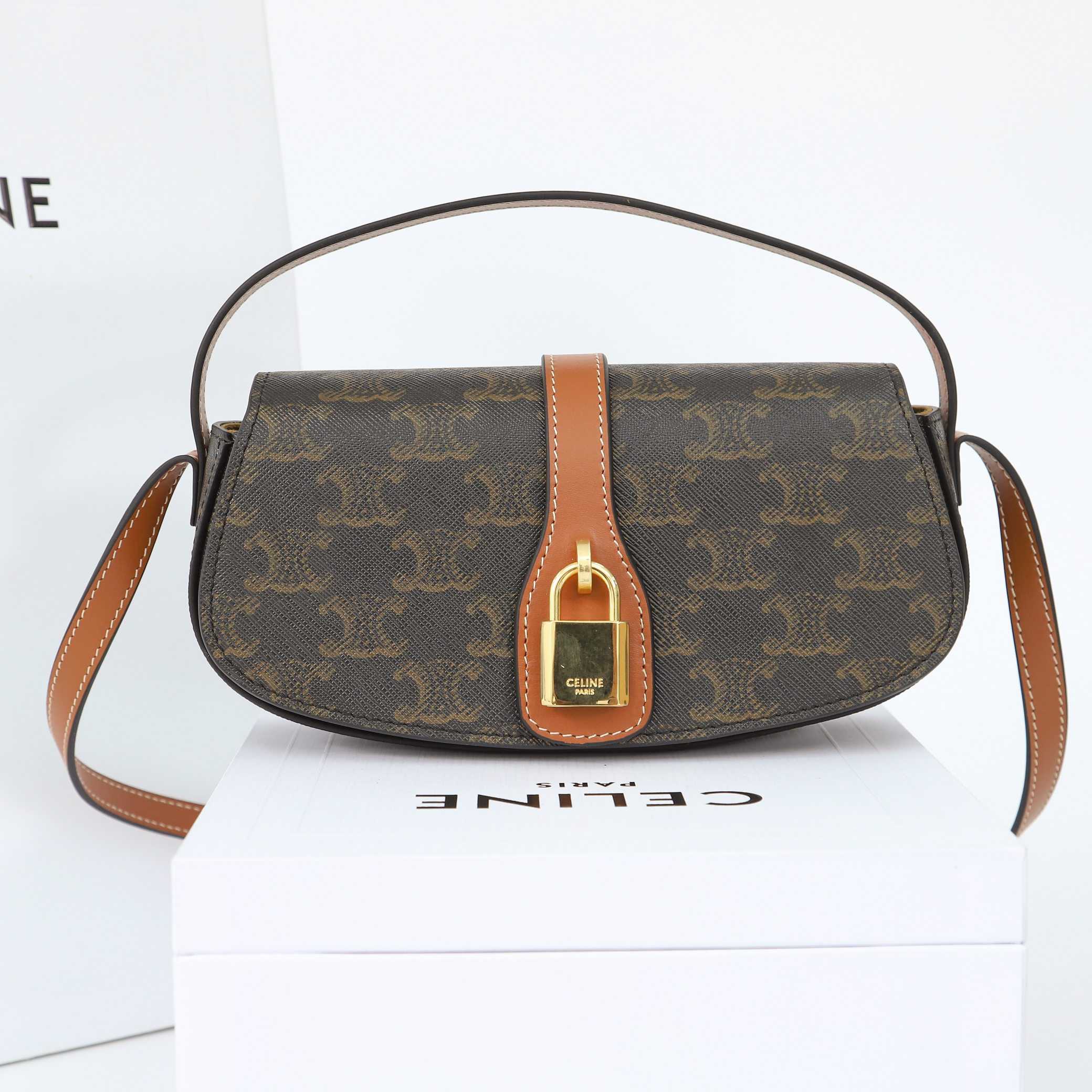 Celine Clutch On Strap Tabou In Triomphe Canvas And Calfskin - PerfectKickZ