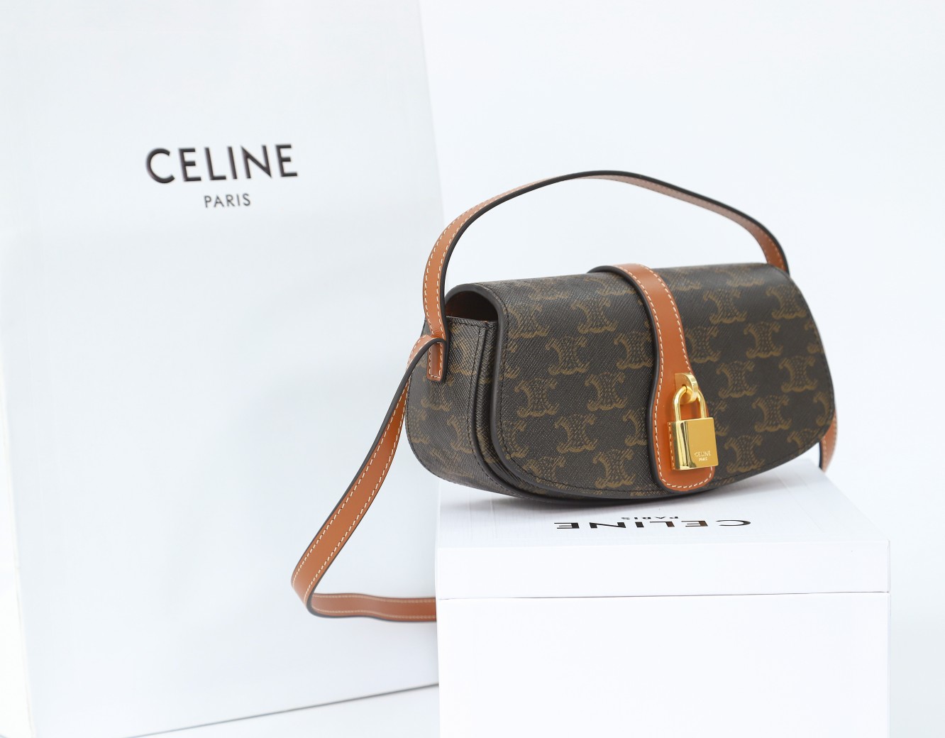 Celine Clutch On Strap Tabou In Triomphe Canvas And Calfskin - PerfectKickZ