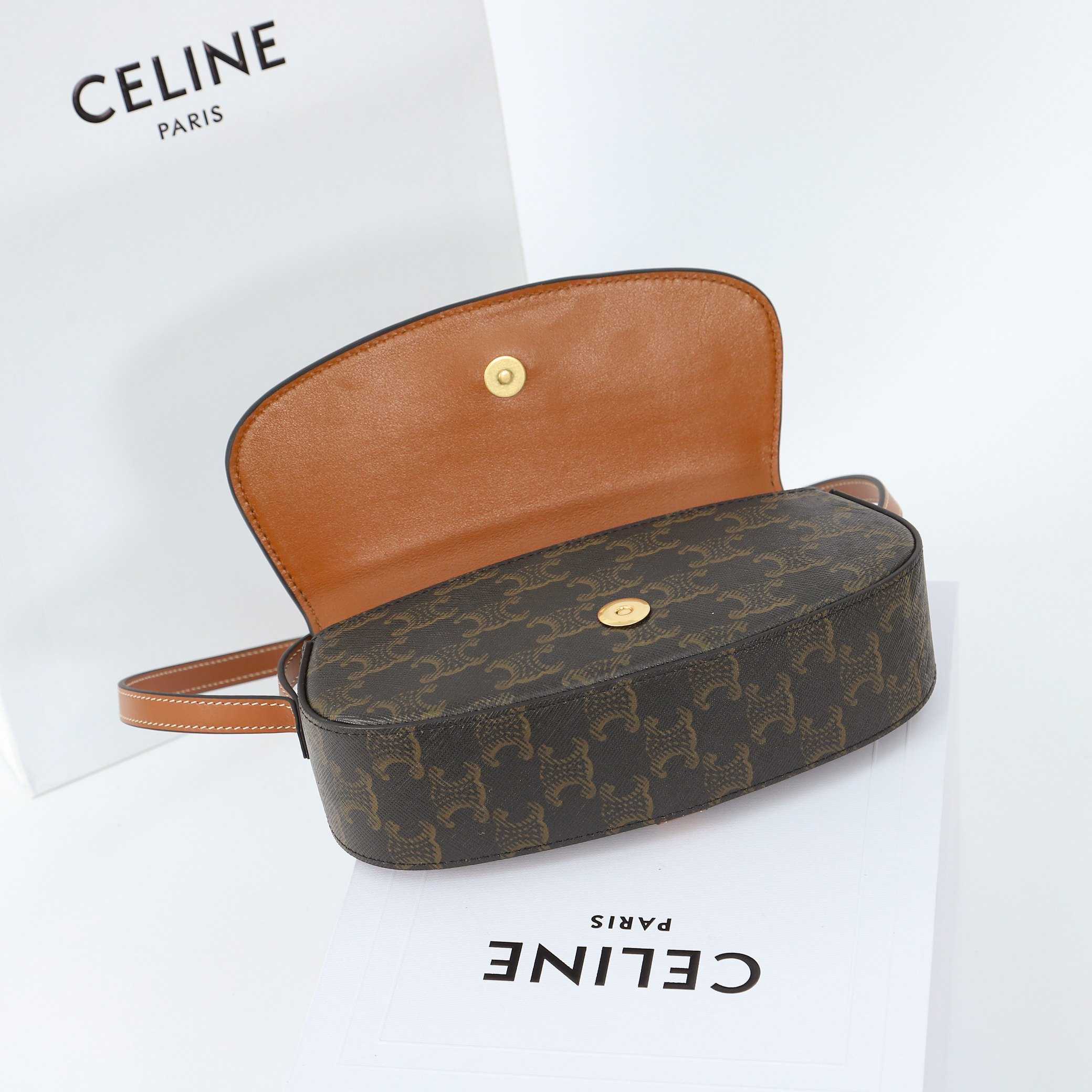 Celine Clutch On Strap Tabou In Triomphe Canvas And Calfskin - PerfectKickZ
