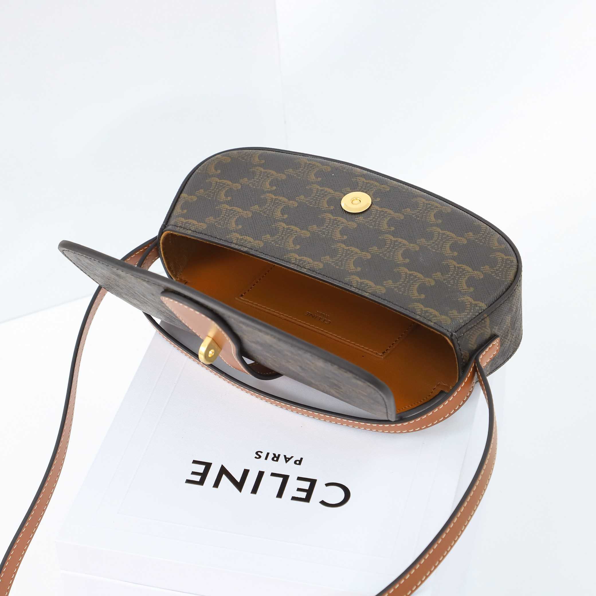 Celine Clutch On Strap Tabou In Triomphe Canvas And Calfskin - PerfectKickZ