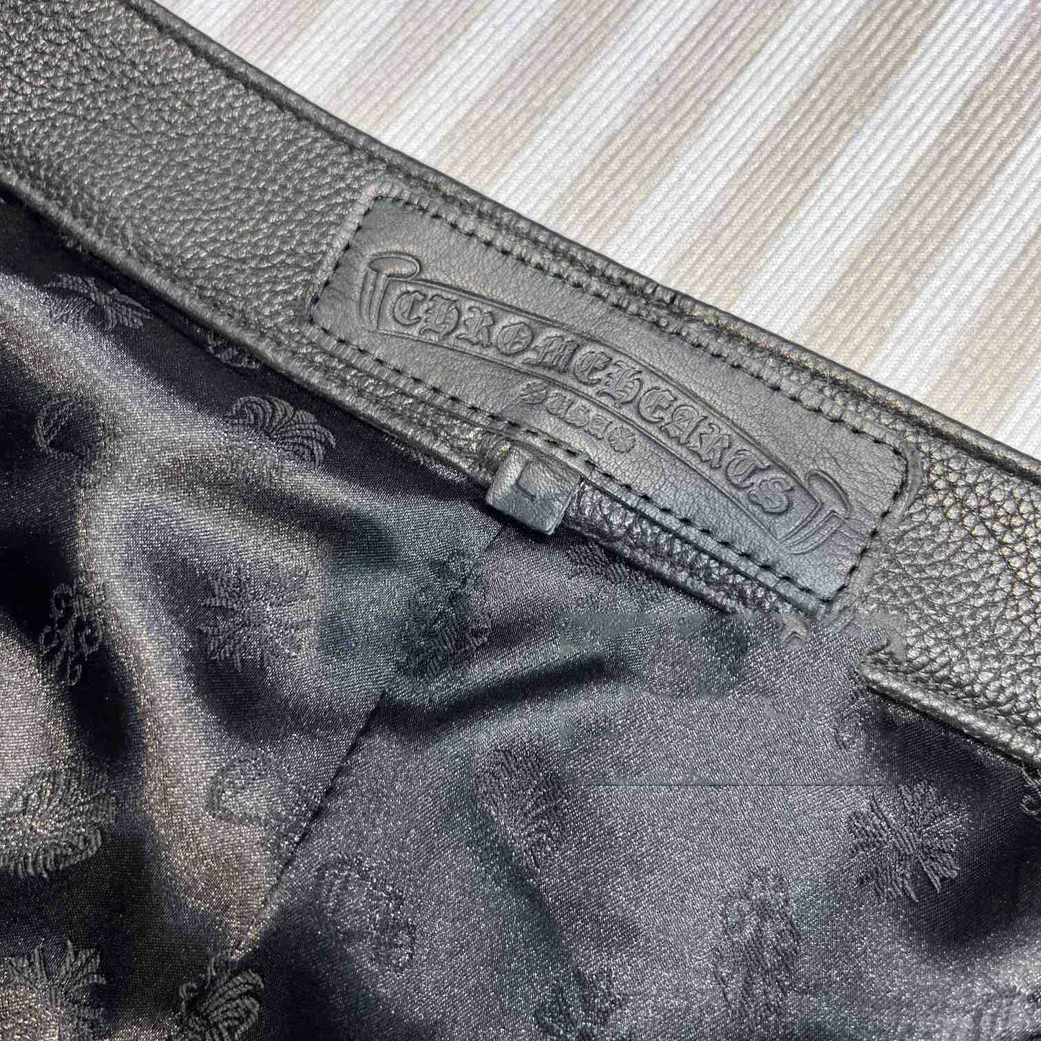 Chrome Heart Cross Patch Leather Pants - PerfectKickZ