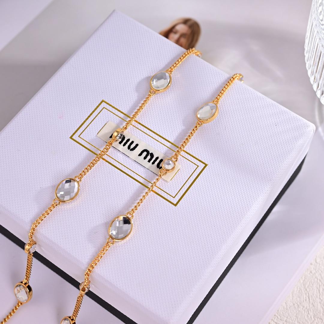 Miu Miu Metal Bracelet With Crystals - PerfectKickZ