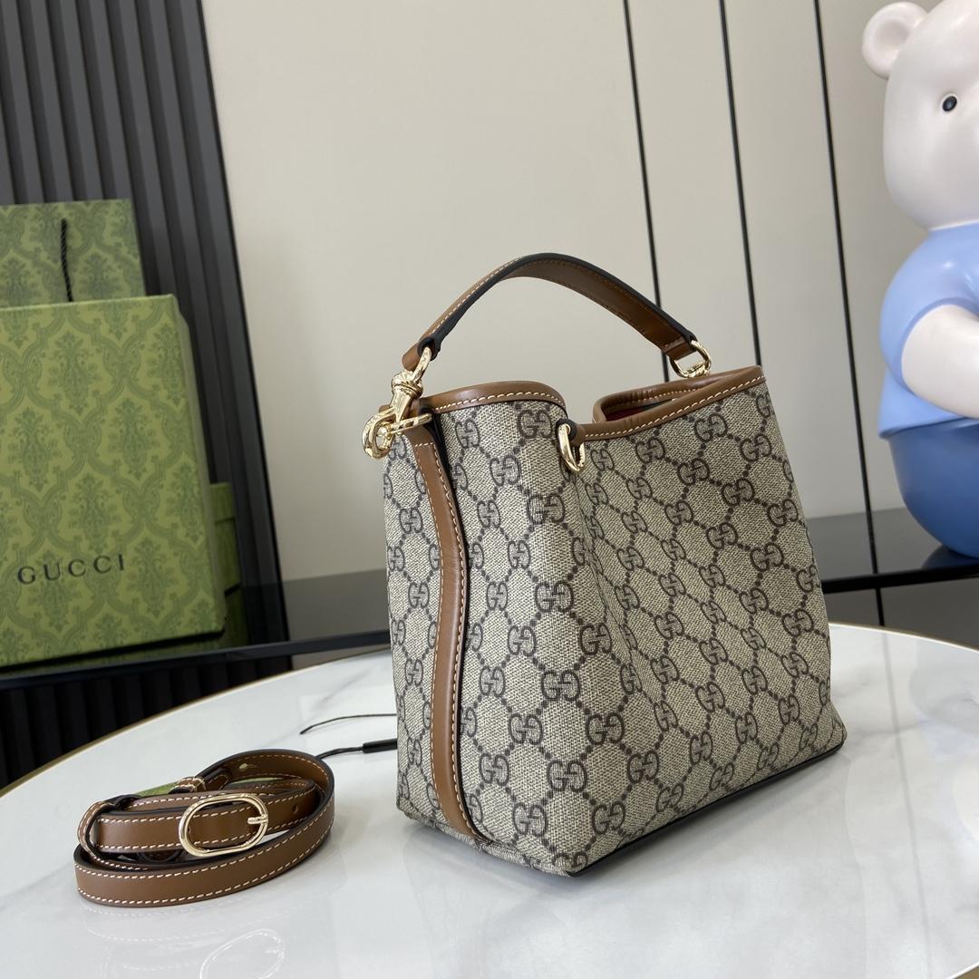 Gucci GG Emblem Mini Bucket Bag - PerfectKickZ