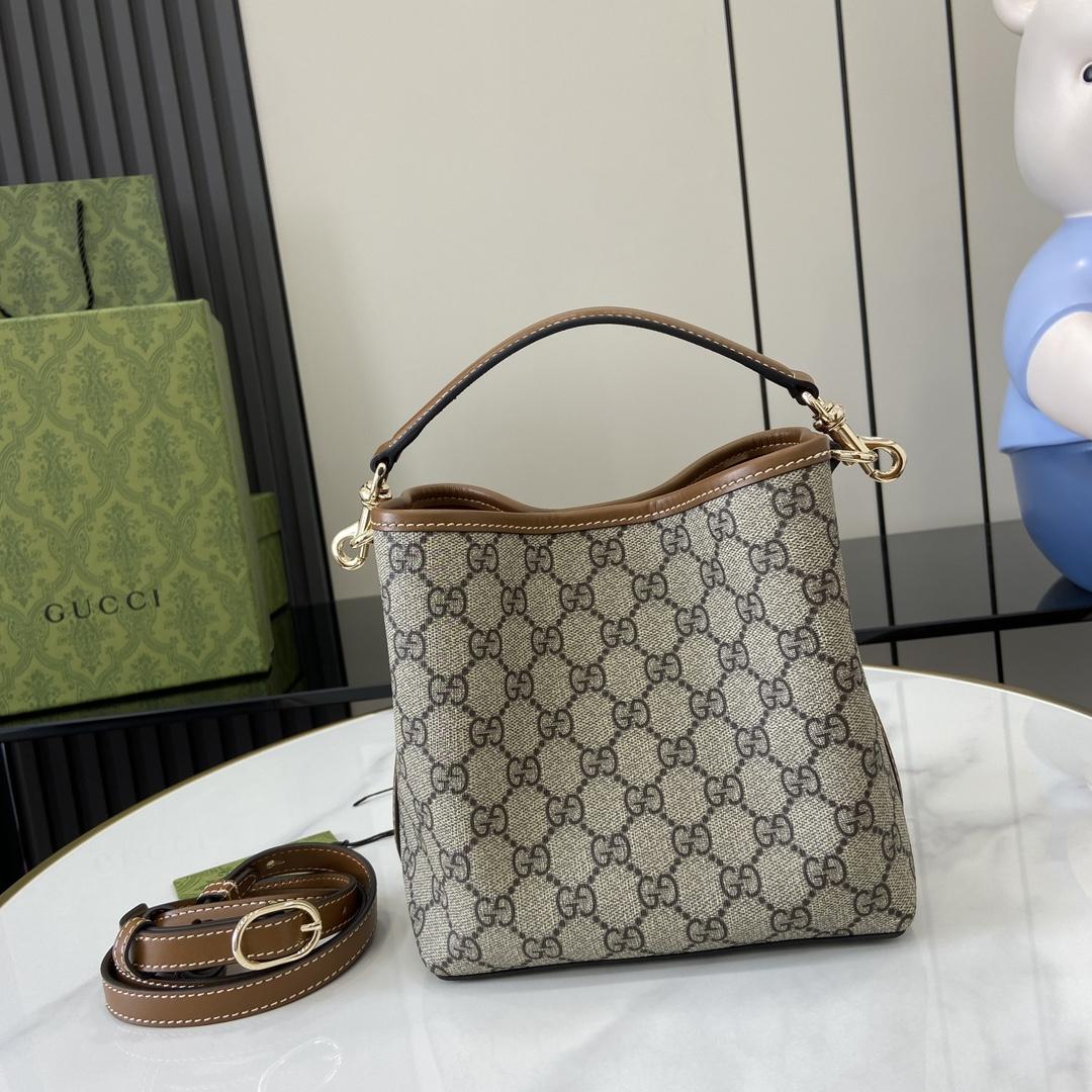 Gucci GG Emblem Mini Bucket Bag - PerfectKickZ