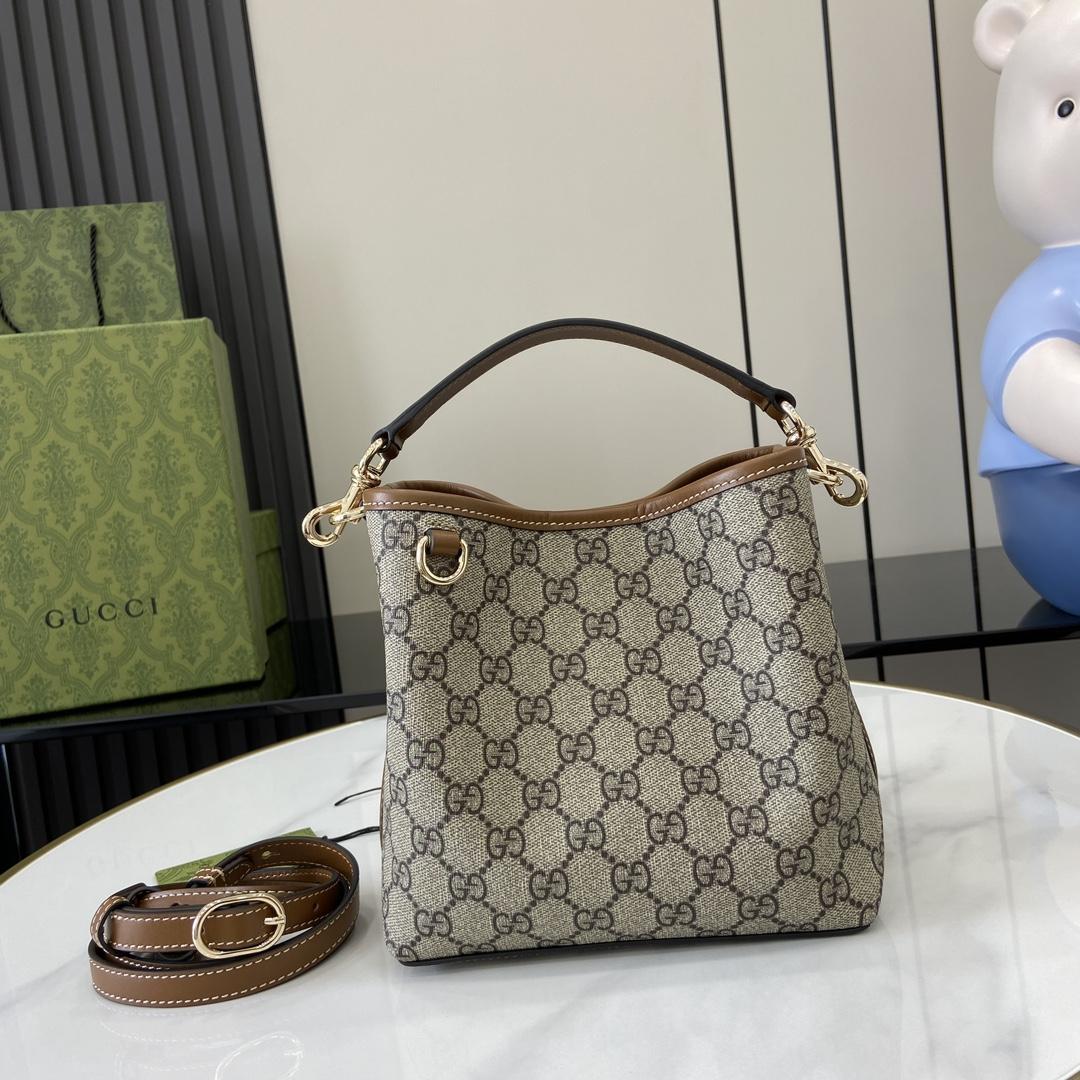 Gucci GG Emblem Mini Bucket Bag - PerfectKickZ