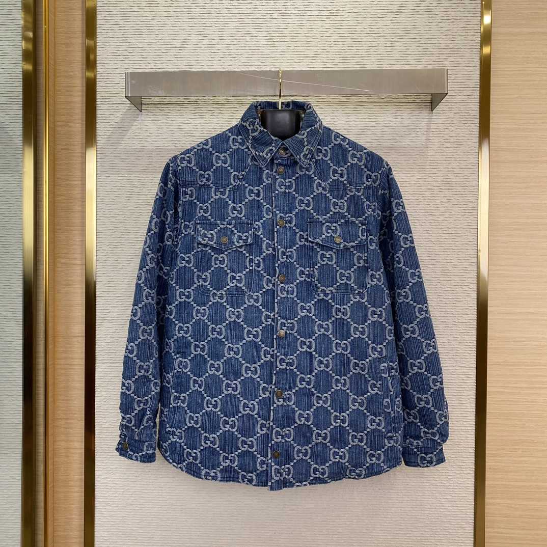 Gucci GG Jacquard Denim Shirt - PerfectKickZ