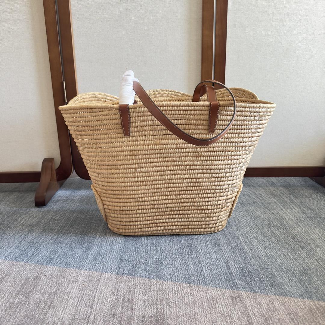 Celine Classic Panier Medium Braided Triomphe In Raffia And Calfskin - PerfectKickZ