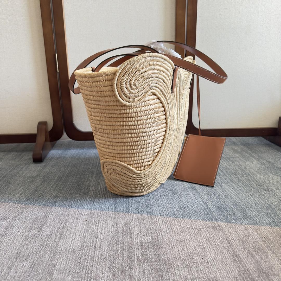 Celine Classic Panier Medium Braided Triomphe In Raffia And Calfskin - PerfectKickZ