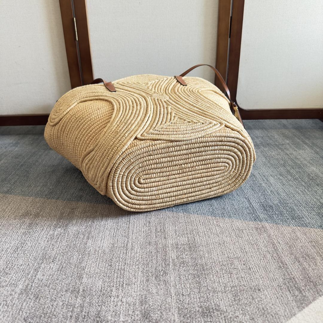 Celine Classic Panier Medium Braided Triomphe In Raffia And Calfskin - PerfectKickZ