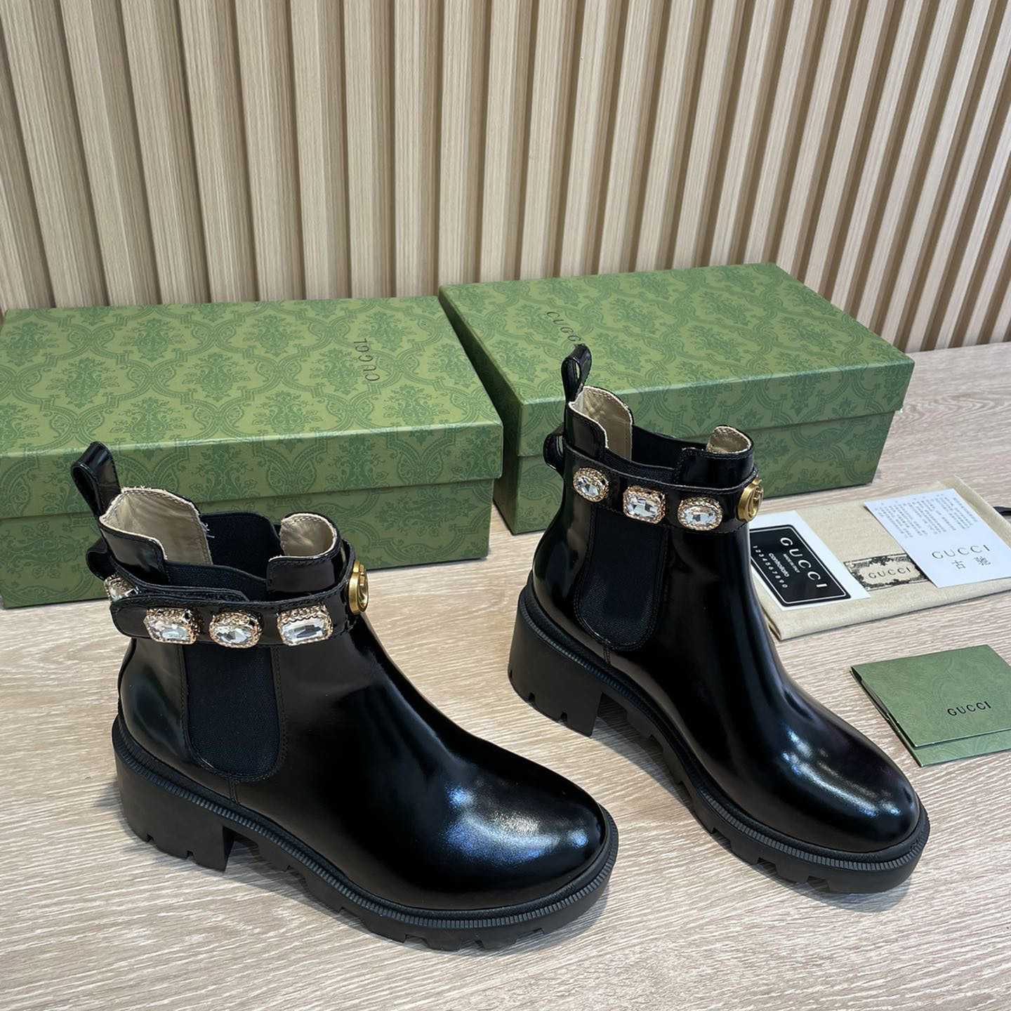 Gucci Crystal Belt 60mm Ankle Boot - PerfectKickZ