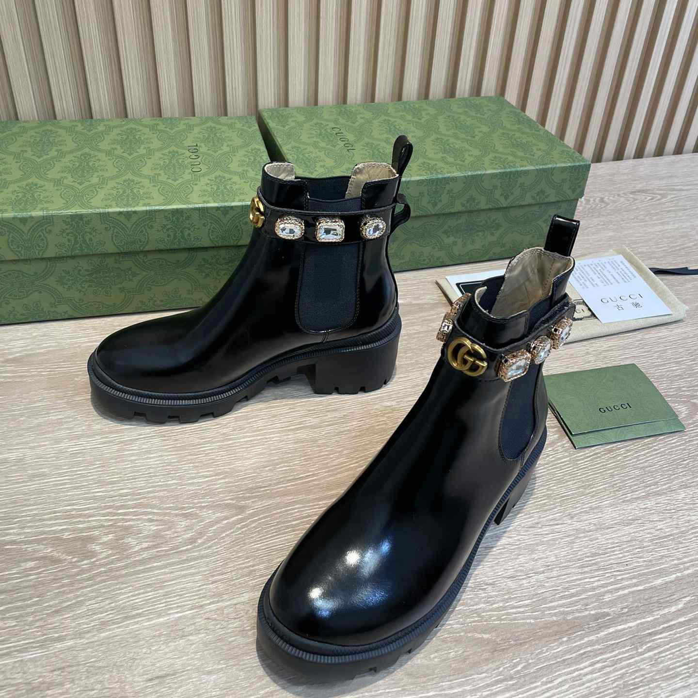 Gucci Crystal Belt 60mm Ankle Boot - 