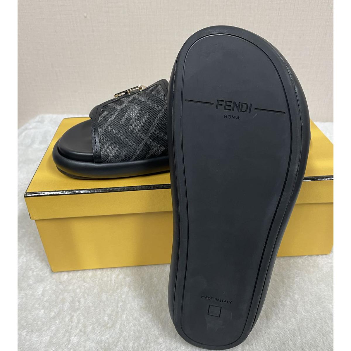 Fendi Feel Black Fabric Slides - PerfectKickZ